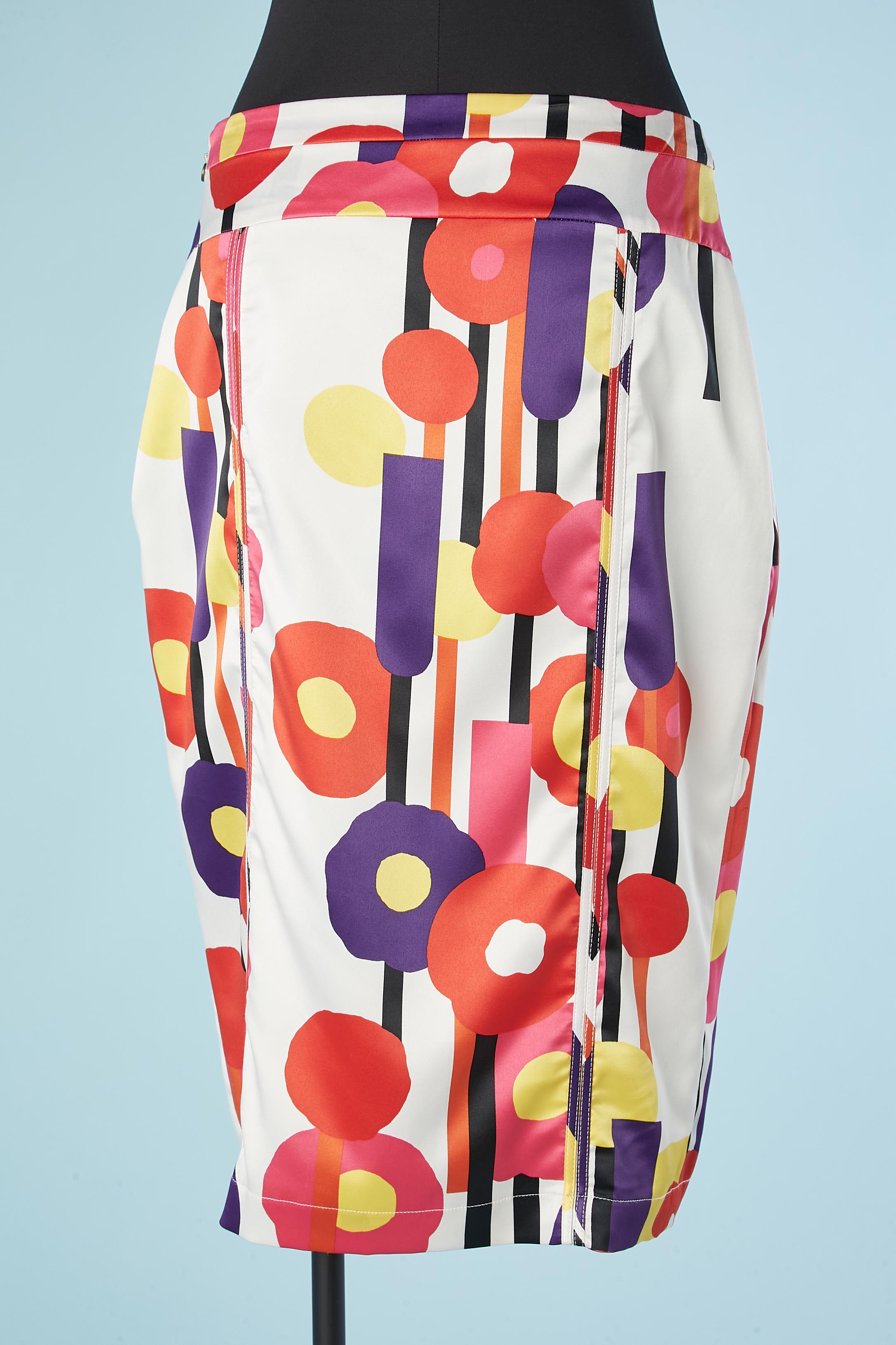 Falda lápiz con estampado de flores multicolor Just Cavalli en Excelente estado para la venta en Saint-Ouen-Sur-Seine, FR