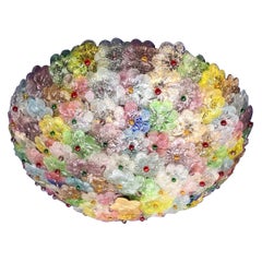 Multi-Color Flowers Basket Murano Glass Ceiling Light