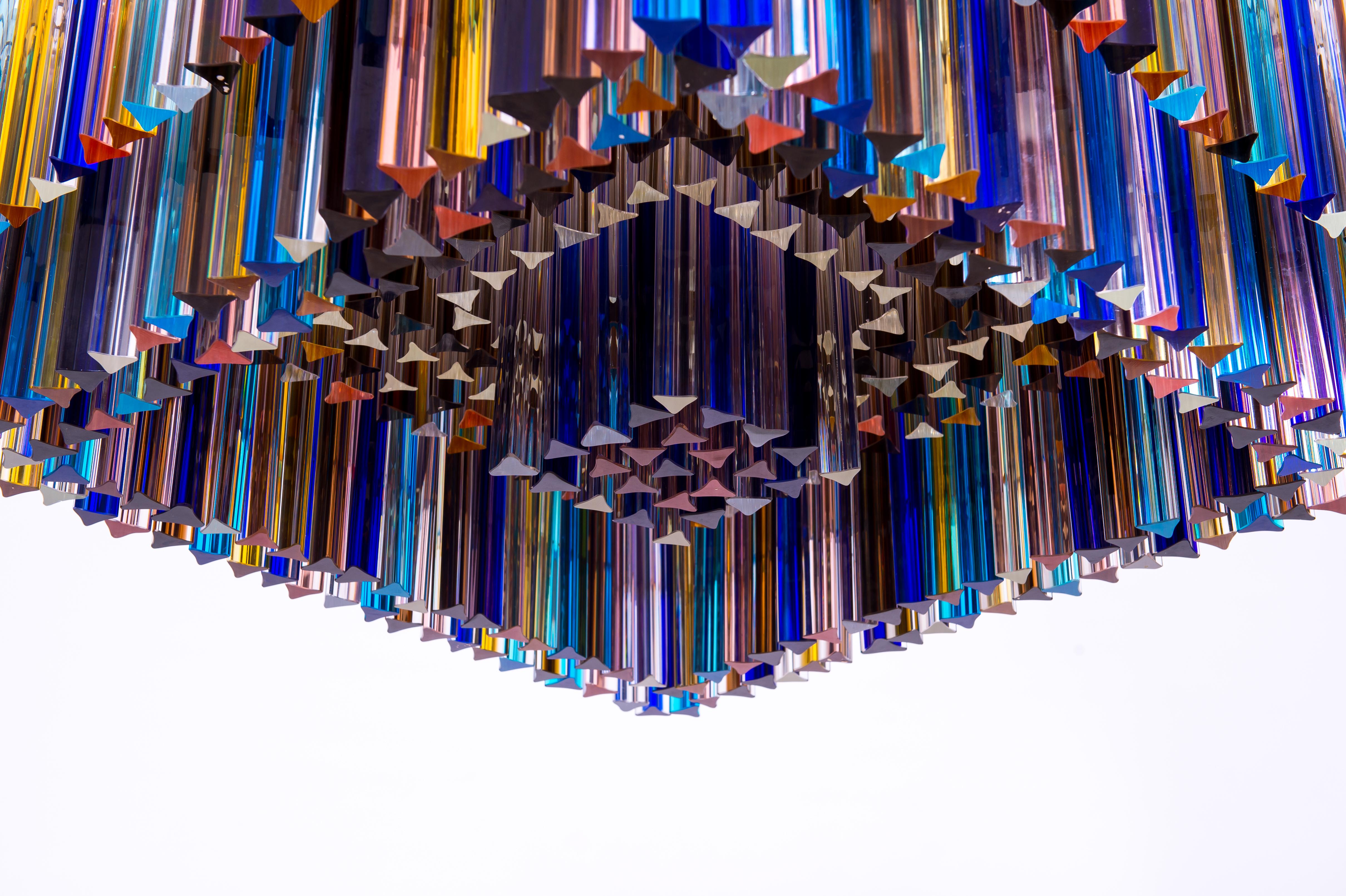 Italian Flush Mount in Murano Glass Multi color Elements by Giovanni Dalla Fina For Sale 1