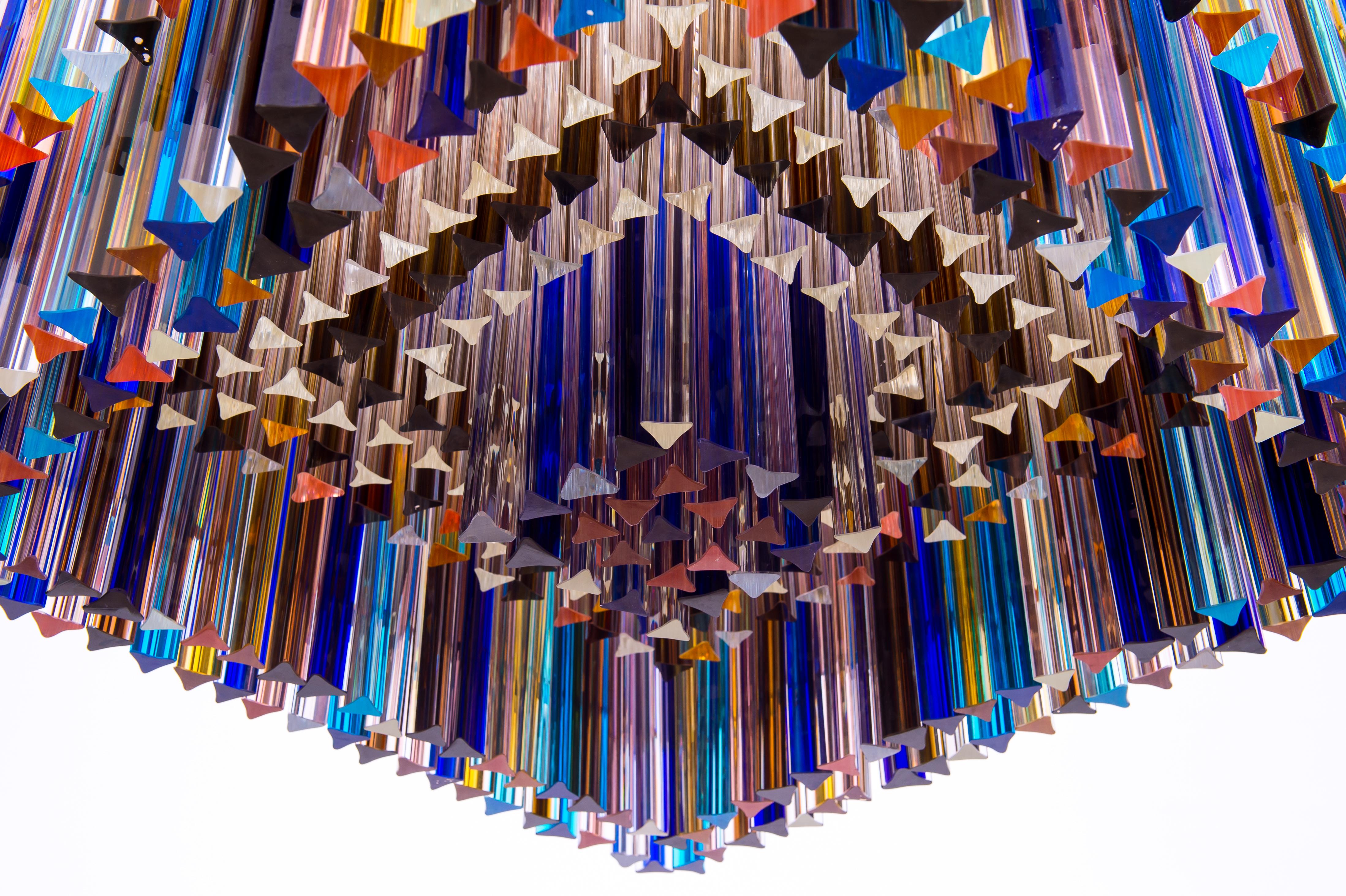Italian Flush Mount in Murano Glass Multi color Elements by Giovanni Dalla Fina For Sale 3