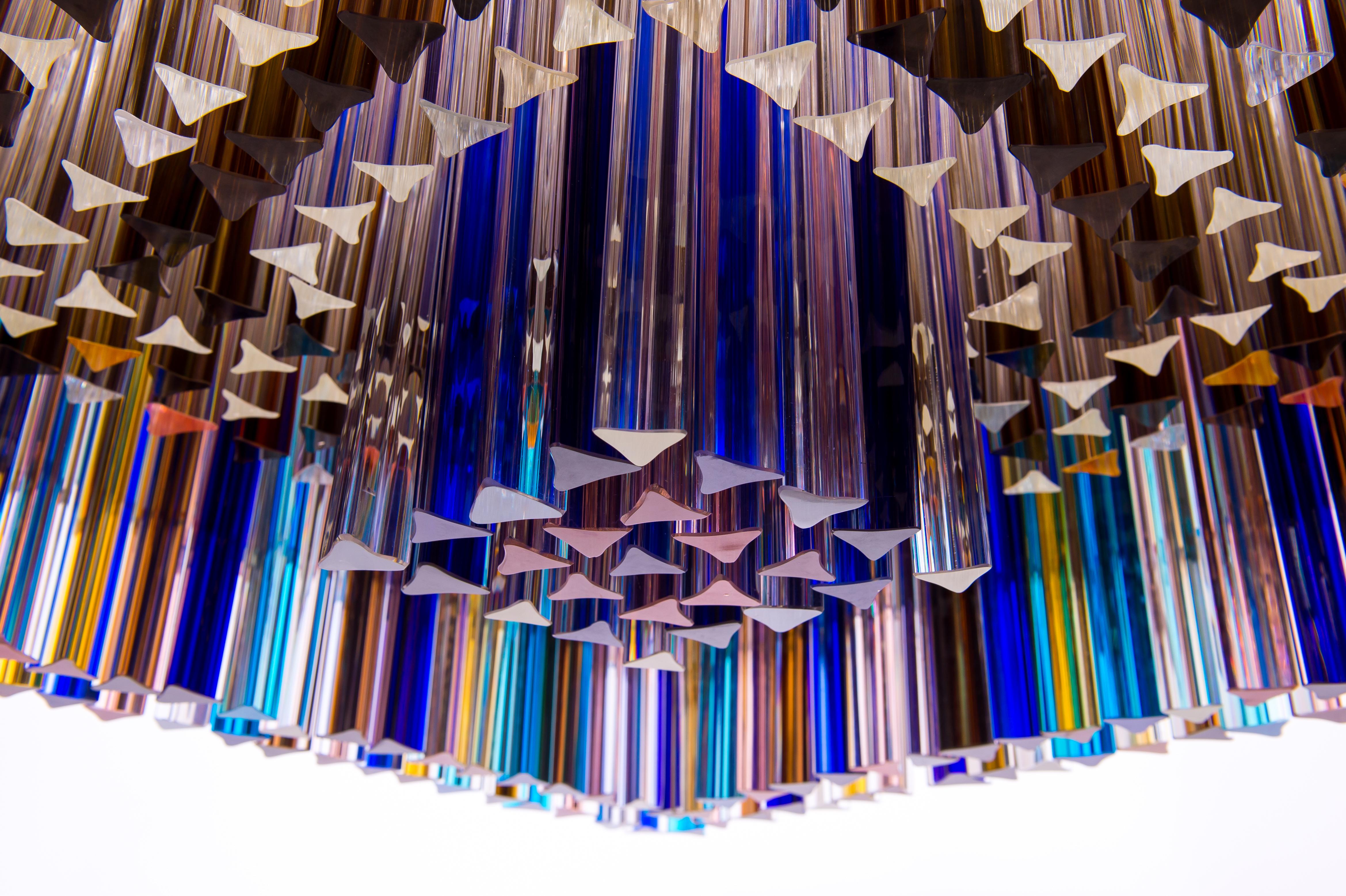 Italian Flush Mount in Murano Glass Multi color Elements by Giovanni Dalla Fina For Sale 6