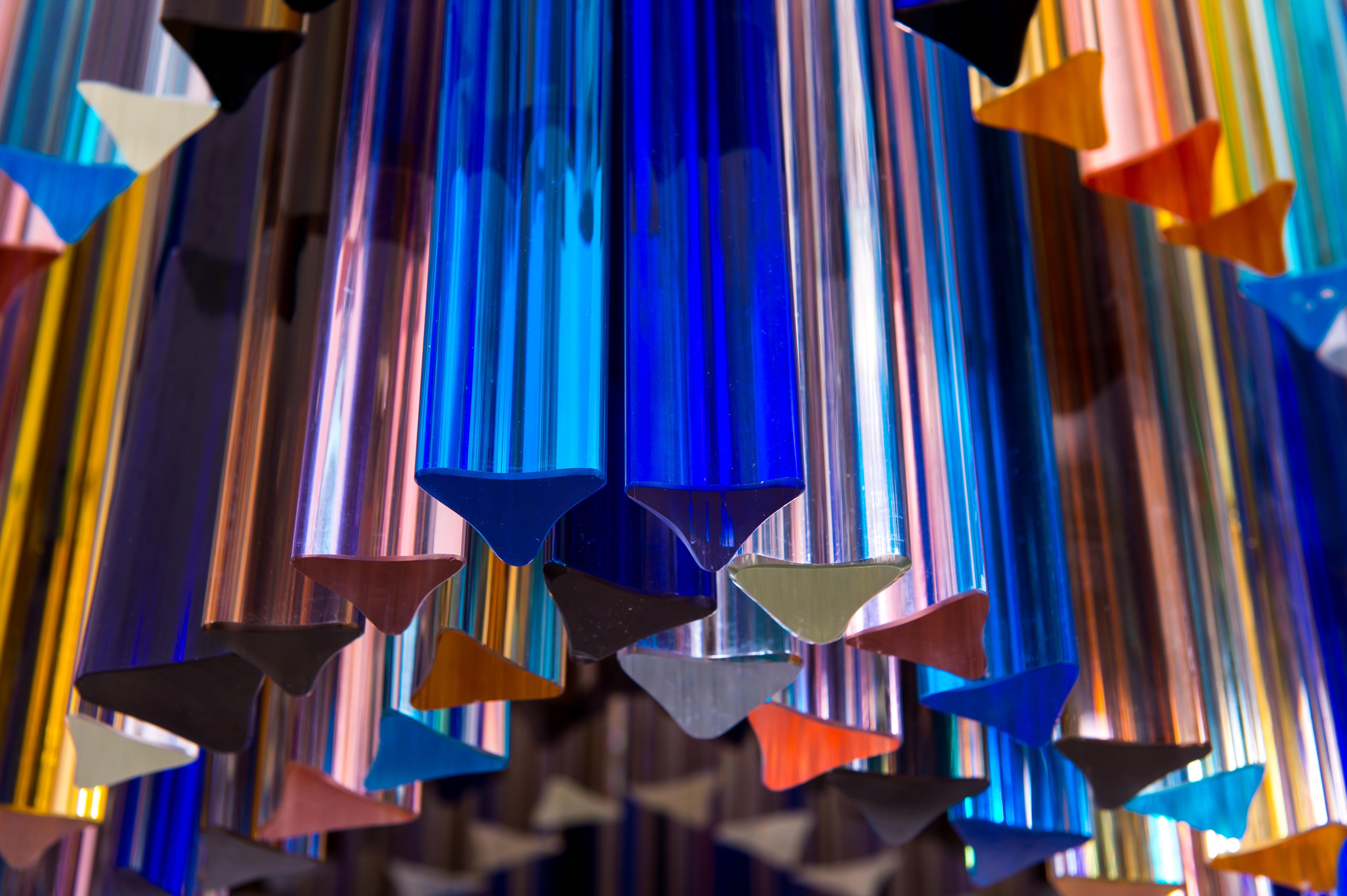 Italian Flush Mount in Murano Glass Multi color Elements by Giovanni Dalla Fina For Sale 7
