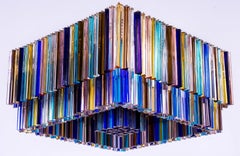 Italian Flush Mount in Murano Glass Multi color Elements by Giovanni Dalla Fina