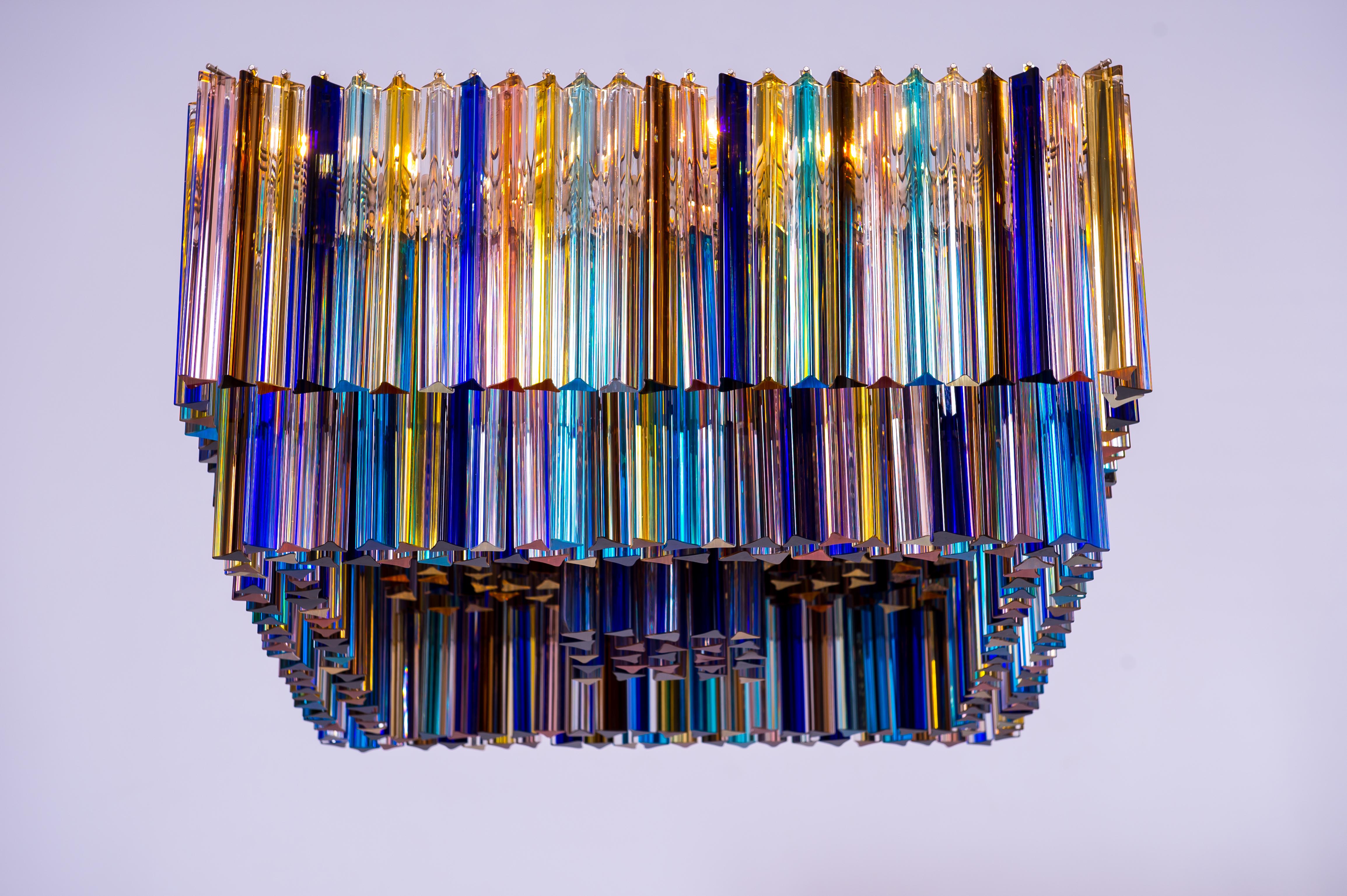 Hand-Crafted Italian Flush Mount in Murano Glass Multi color Elements by Giovanni Dalla Fina For Sale