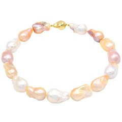 Multicolor Freshwater Baroque Strand with 14 Karat Yellow Gold Clasp