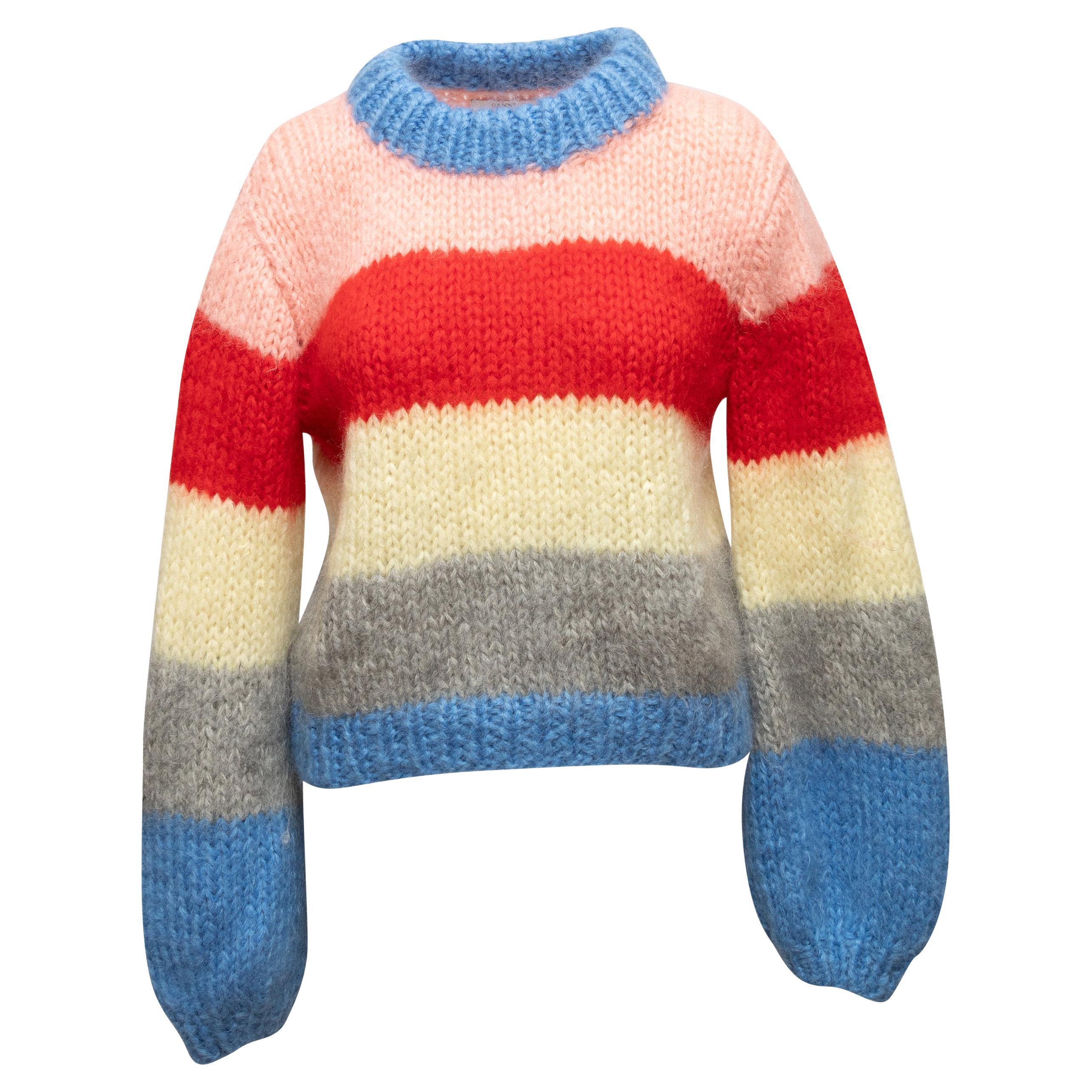 Multicolor Ganni Mohair and Wool Striped Sweater For Sale at 1stDibs