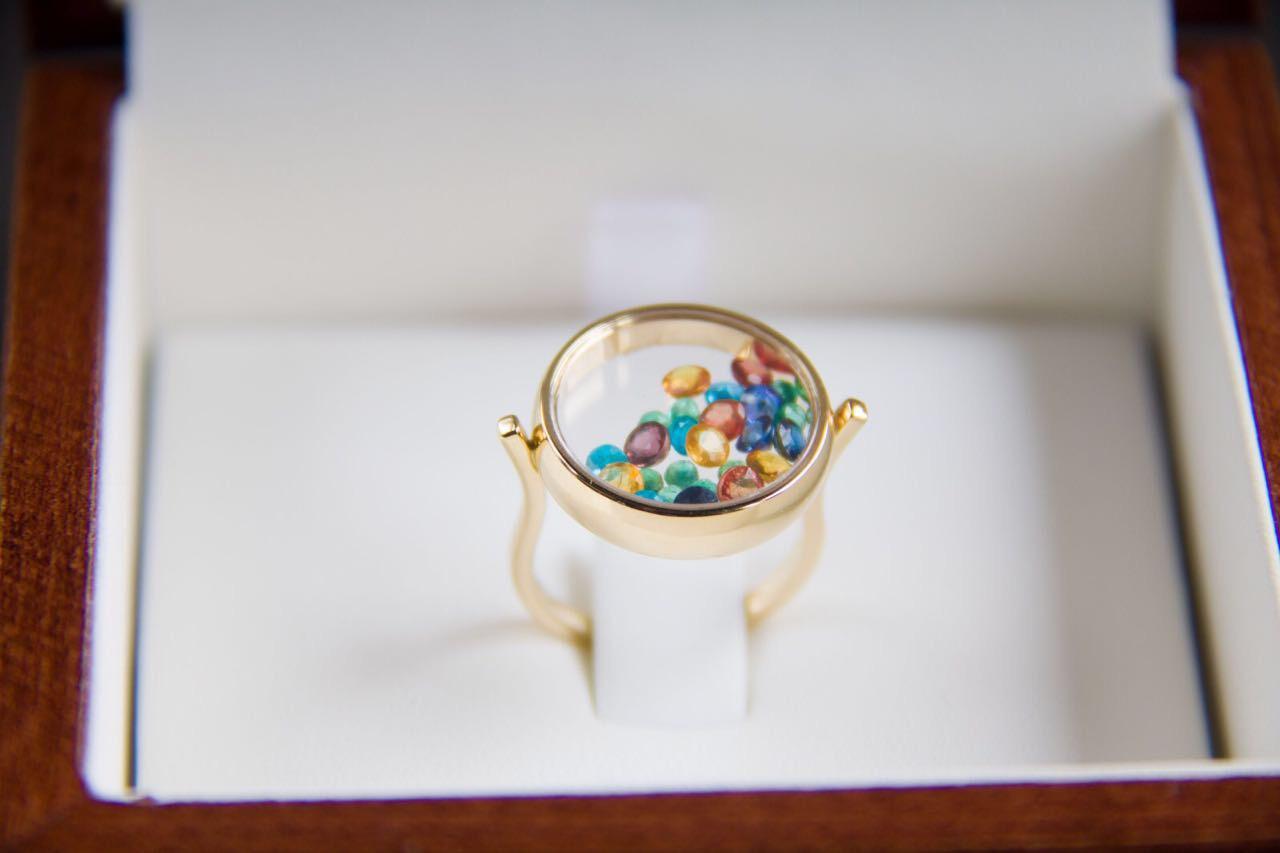 For Sale:  Multicolor gemstone 14k gold ring.  10