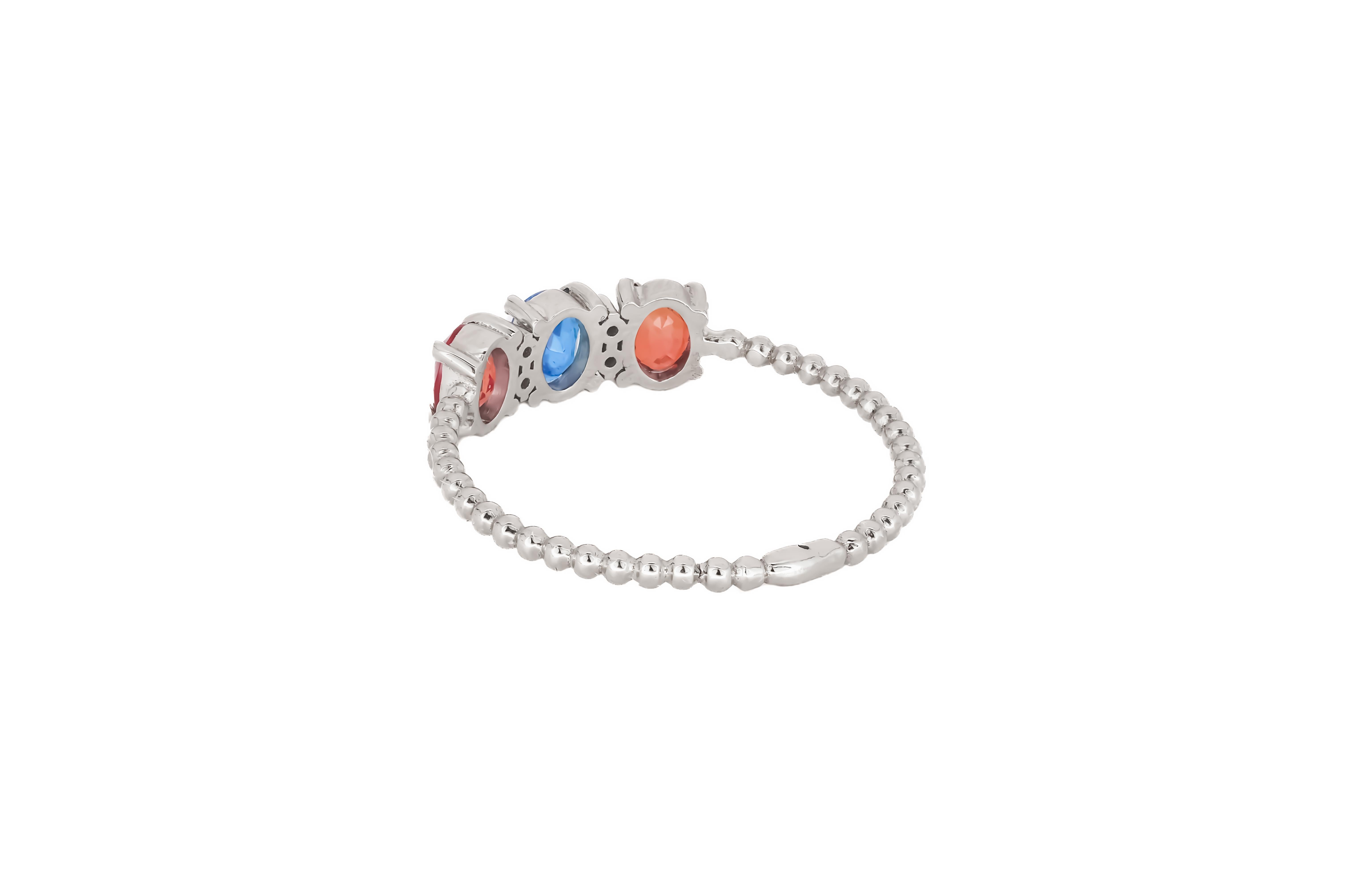 For Sale:  Multicolor gemstone 14k gold ring 4
