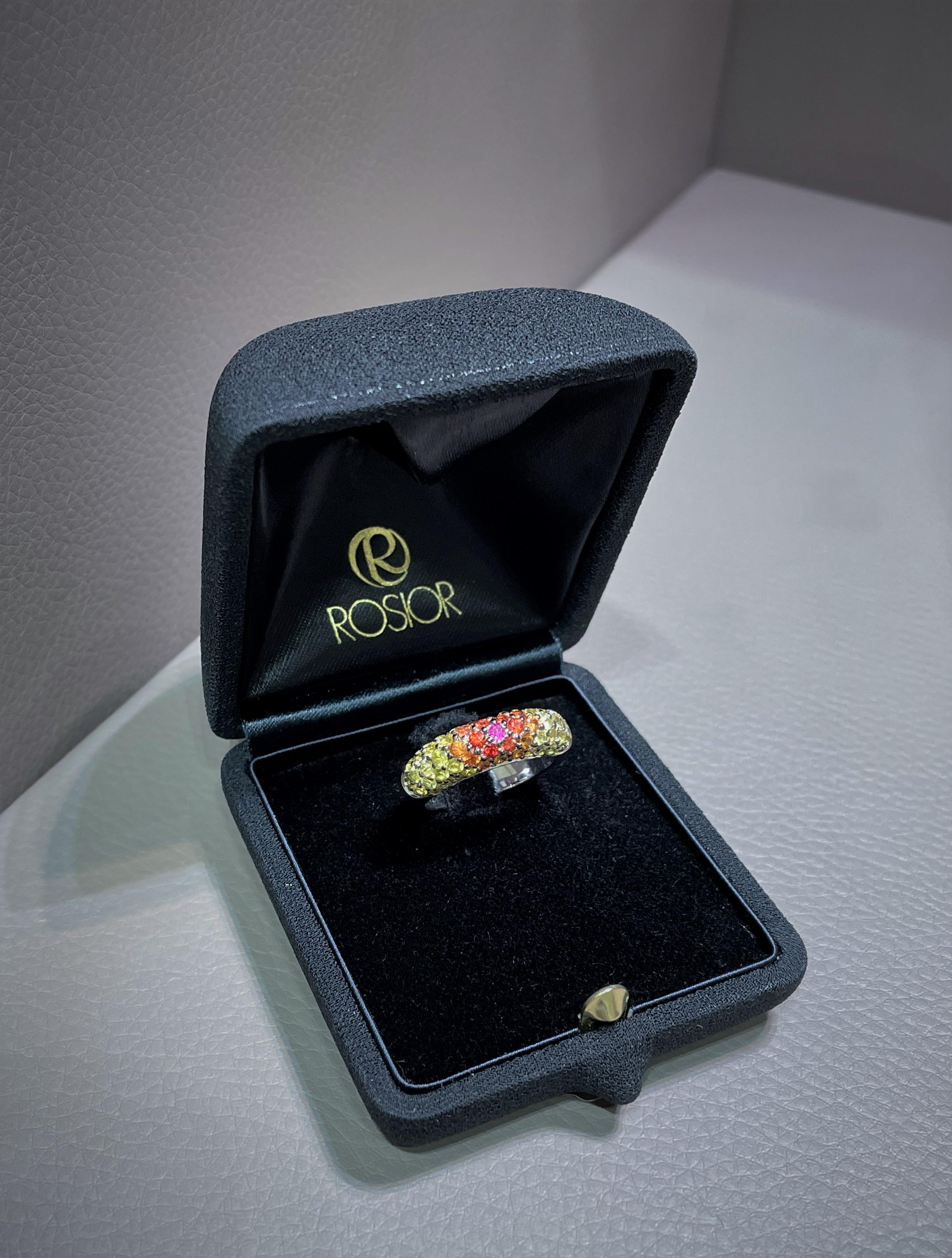Rosior Multicolor Gemstone Band Ring set in White Gold In New Condition For Sale In Porto, PT