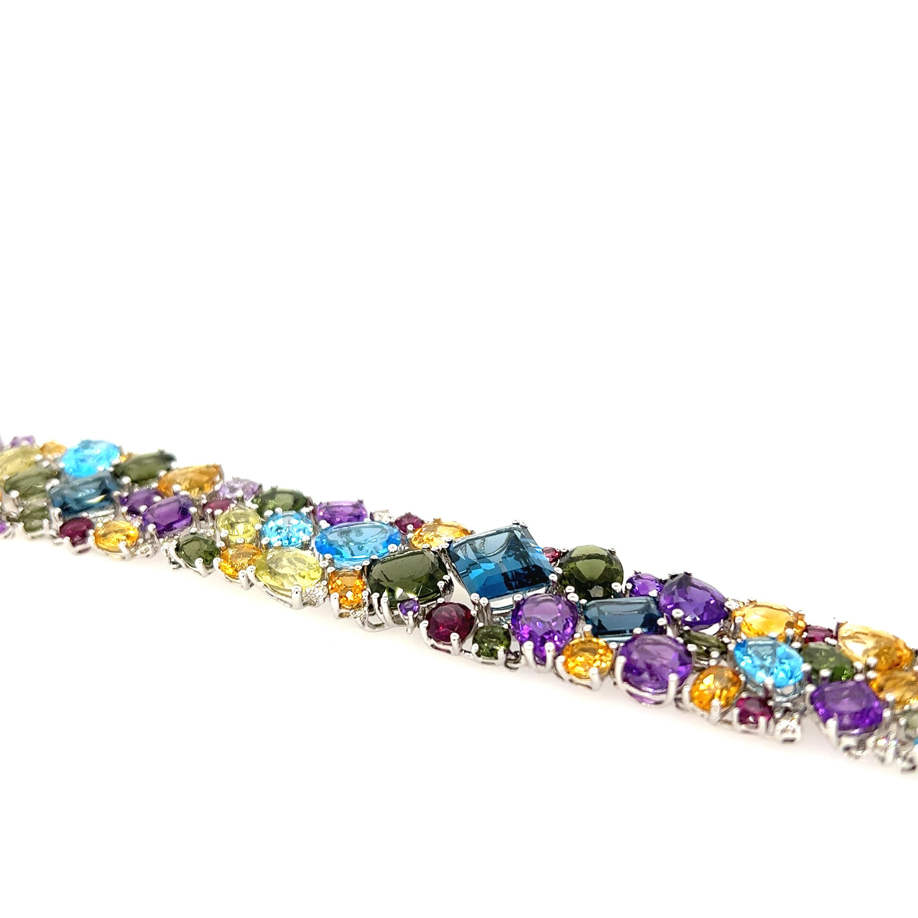 Contemporary 60.05 Carat Multicolor Semi-Precious Gemstone Bracelet 