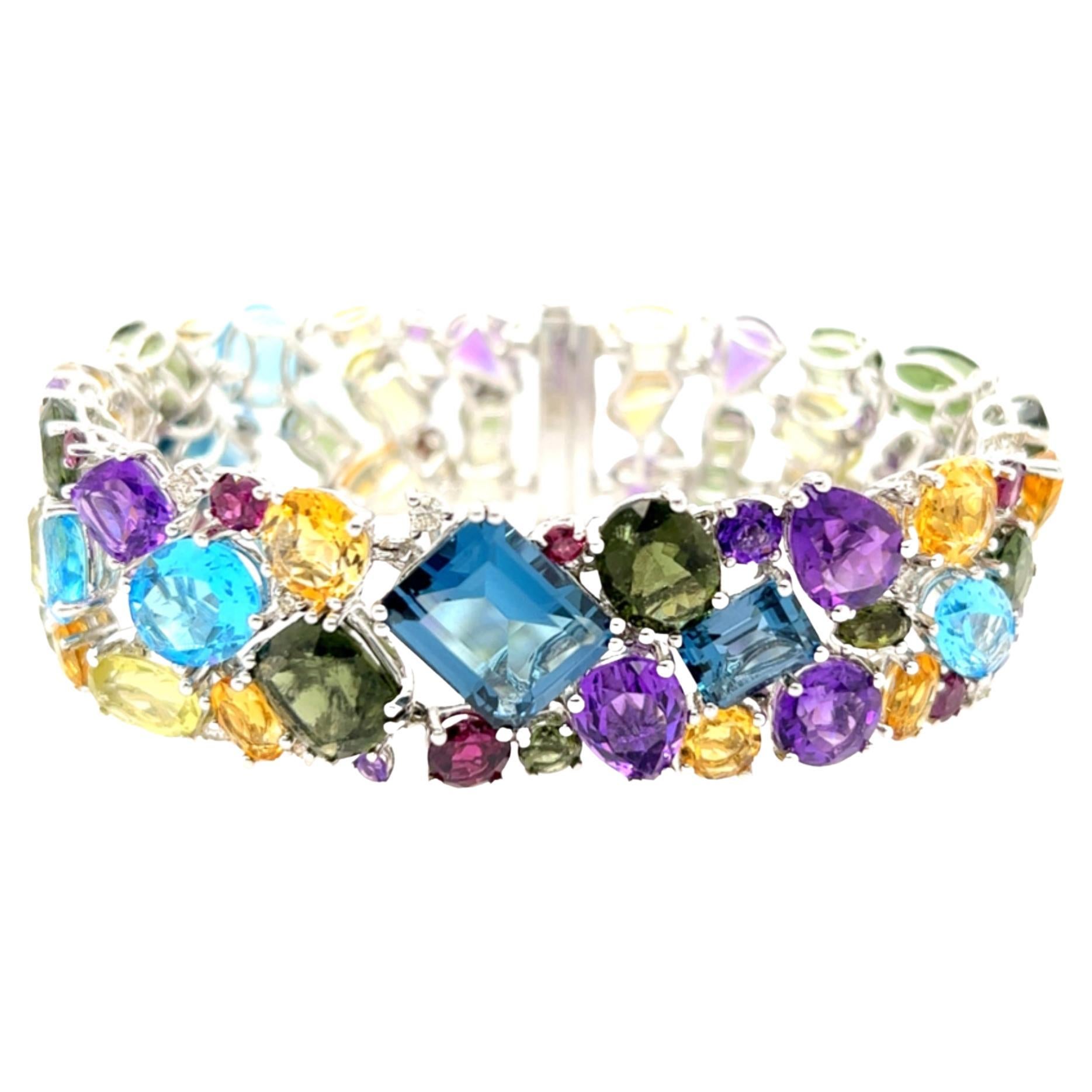 60.05 Carat Multicolor Semi-Precious Gemstone Bracelet 