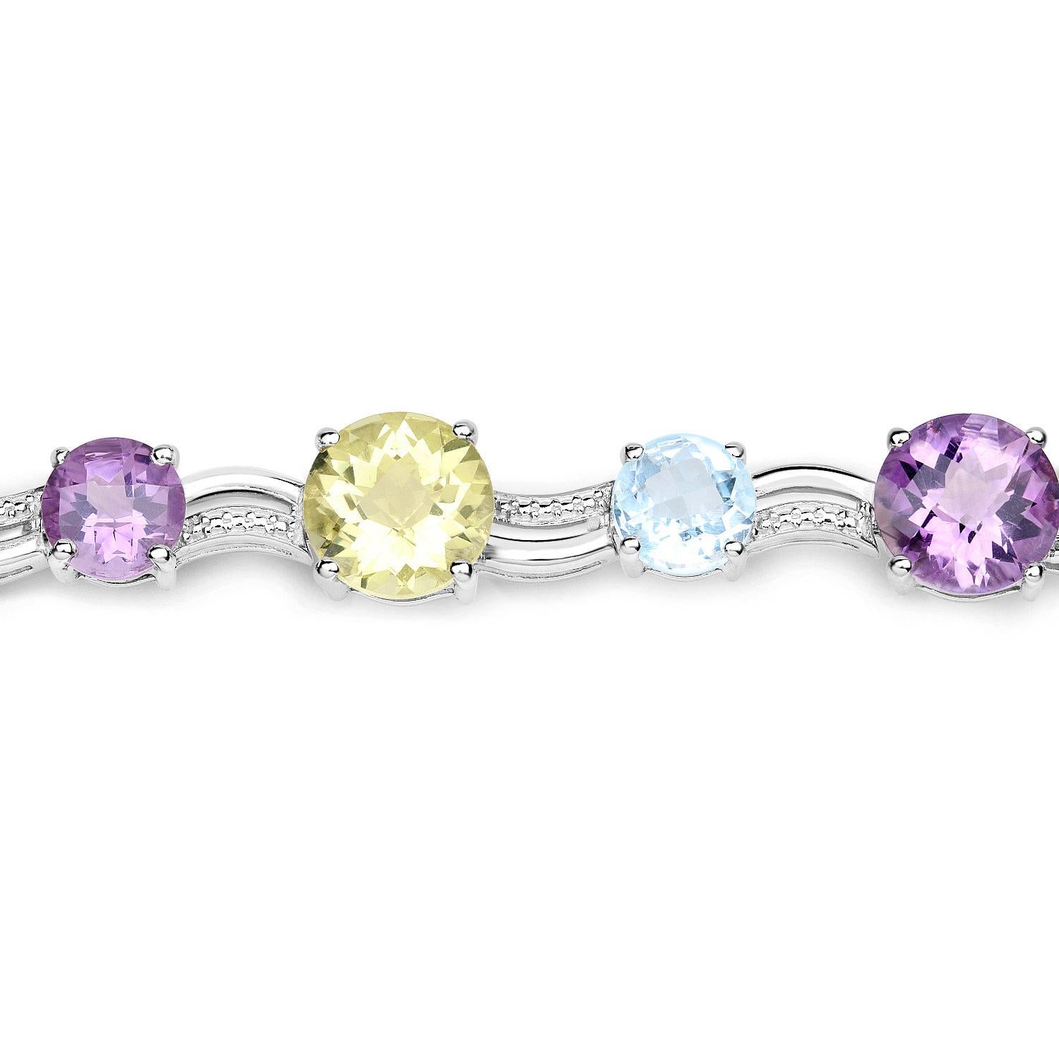 Multicolor Edelstein-Armband Amethyst Topas Citrin Quarz 26,4 Karat Silber (Zeitgenössisch) im Angebot