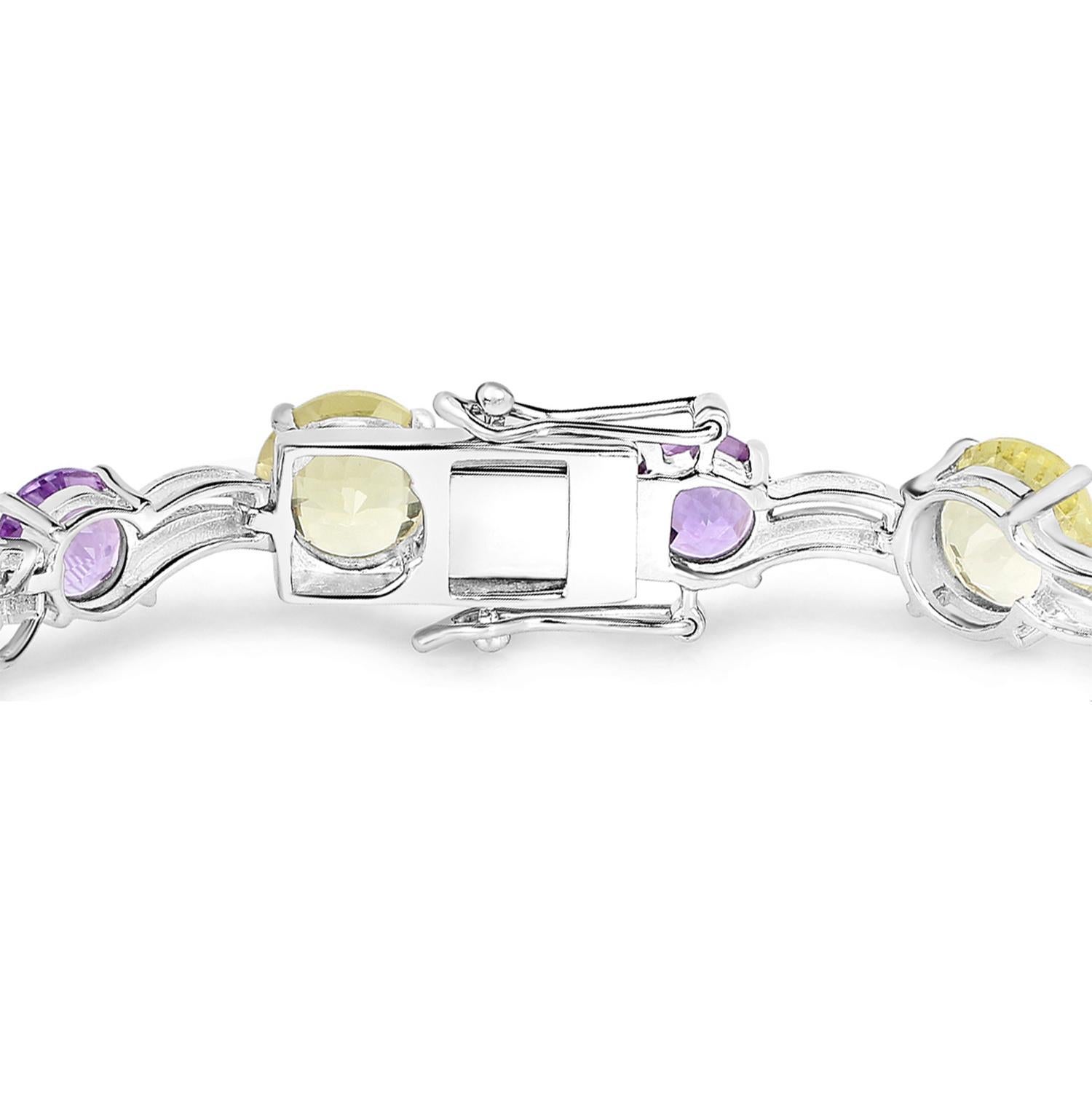 Multicolor Edelstein-Armband Amethyst Topas Citrin Quarz 26,4 Karat Silber (Gemischter Schliff) im Angebot