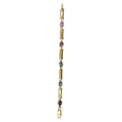 Vintage Multicolor Gemstone Bracelet in 14k Yellow Gold