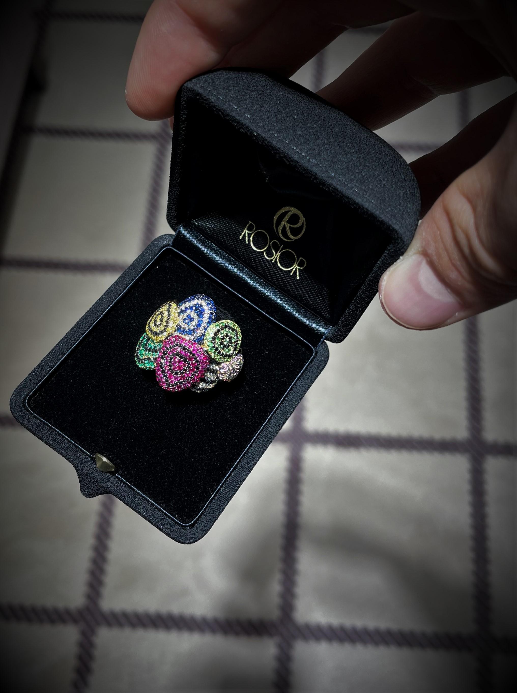 Rosior one-off Multicolor Gemstone Cocktail Ring set in Yellow Gold 1