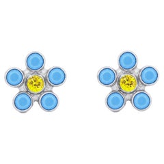 Mehrfarbige Edelstein-Ohrstecker aus 14k Gold.