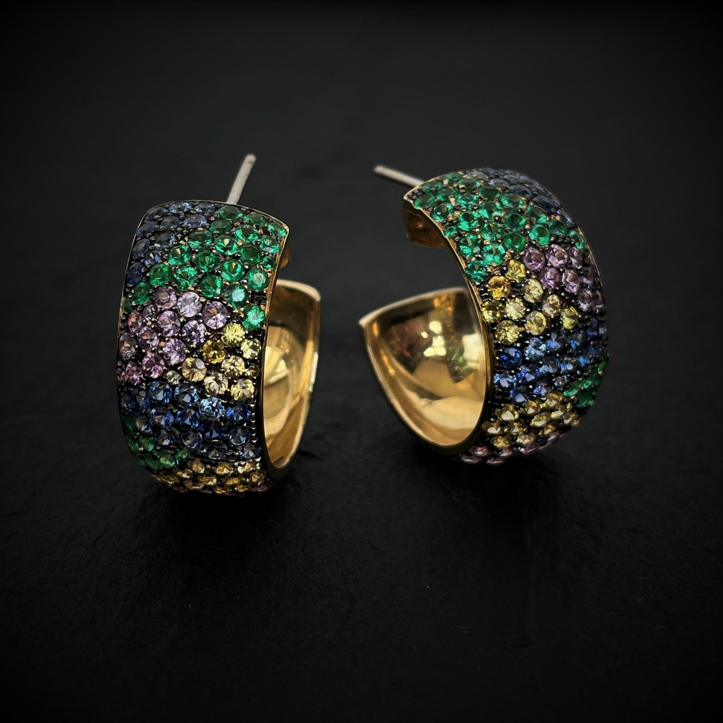 multi gemstone hoop earrings