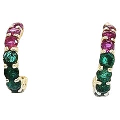 Multicolor Edelstein-Ohrringe aus Gelbgold