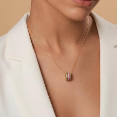 Multicolor Gemstone Pavé Barrel 14K (18Kuponrequest Yellow Gold Pendant Necklace