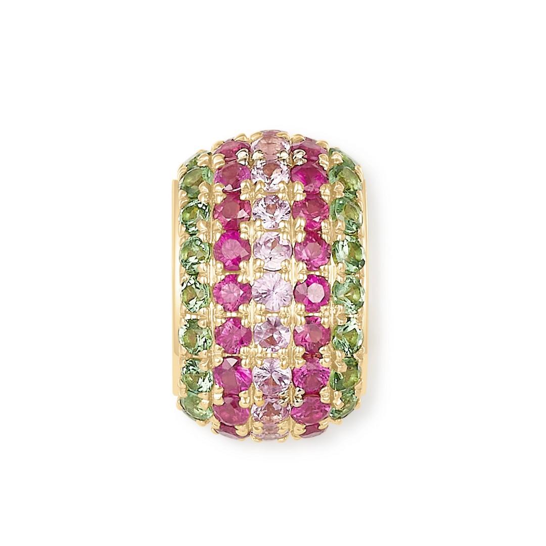 Multicolor Edelstein Pavé Barrel 14K (18Kuponrequest Gelbgold-Anhänger Halskette Damen im Angebot