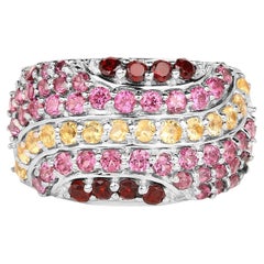 Multicolor Edelstein Ring Granat Citrin Rhodolith 2,32 Karat Sterling Silber