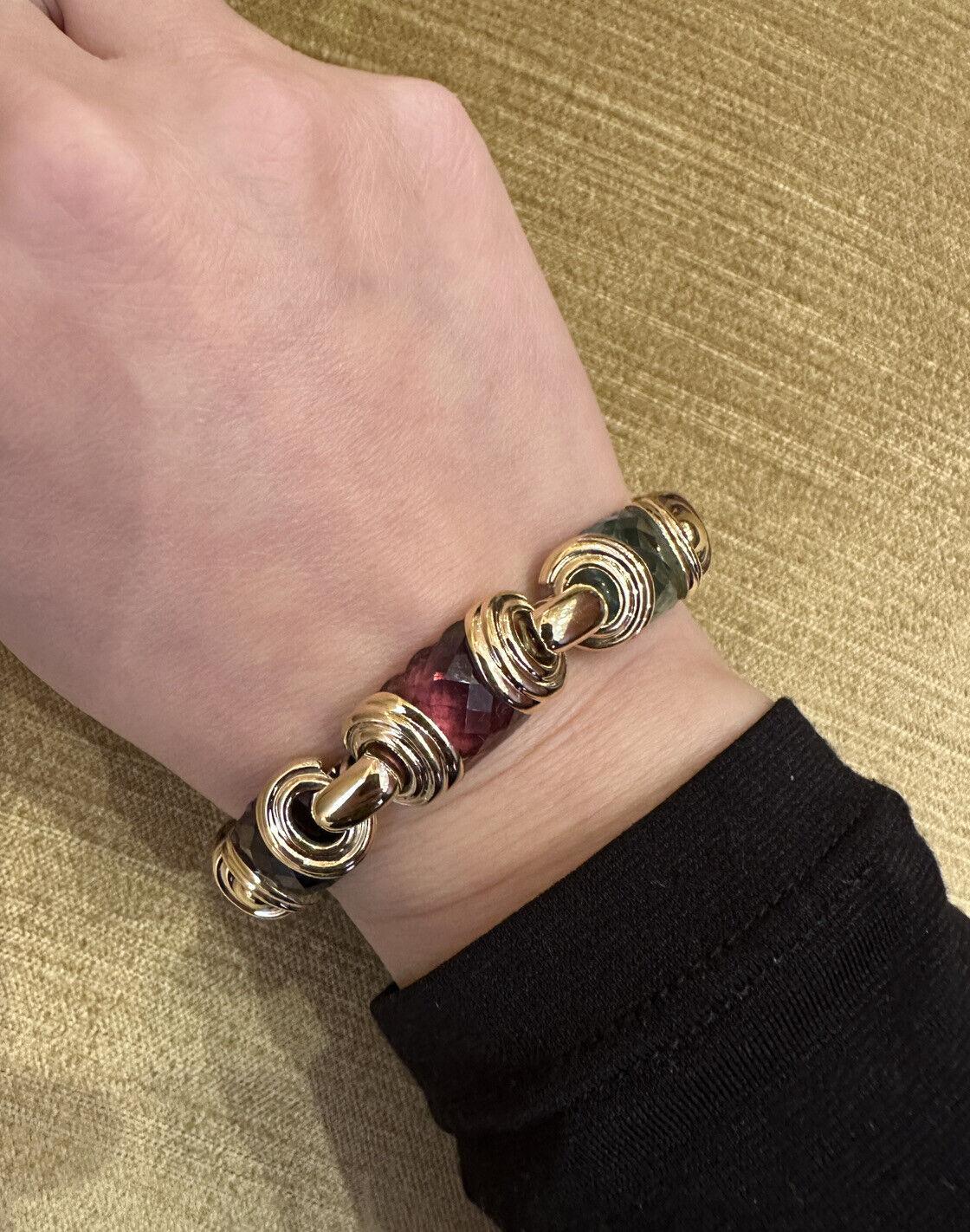 Taille mixte Bracelet en or jaune 18k avec pierres multi-couleurs en vente