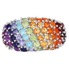 Multicolor Gemstones Cluster Ring 62 Gemstones 4.25 Carats