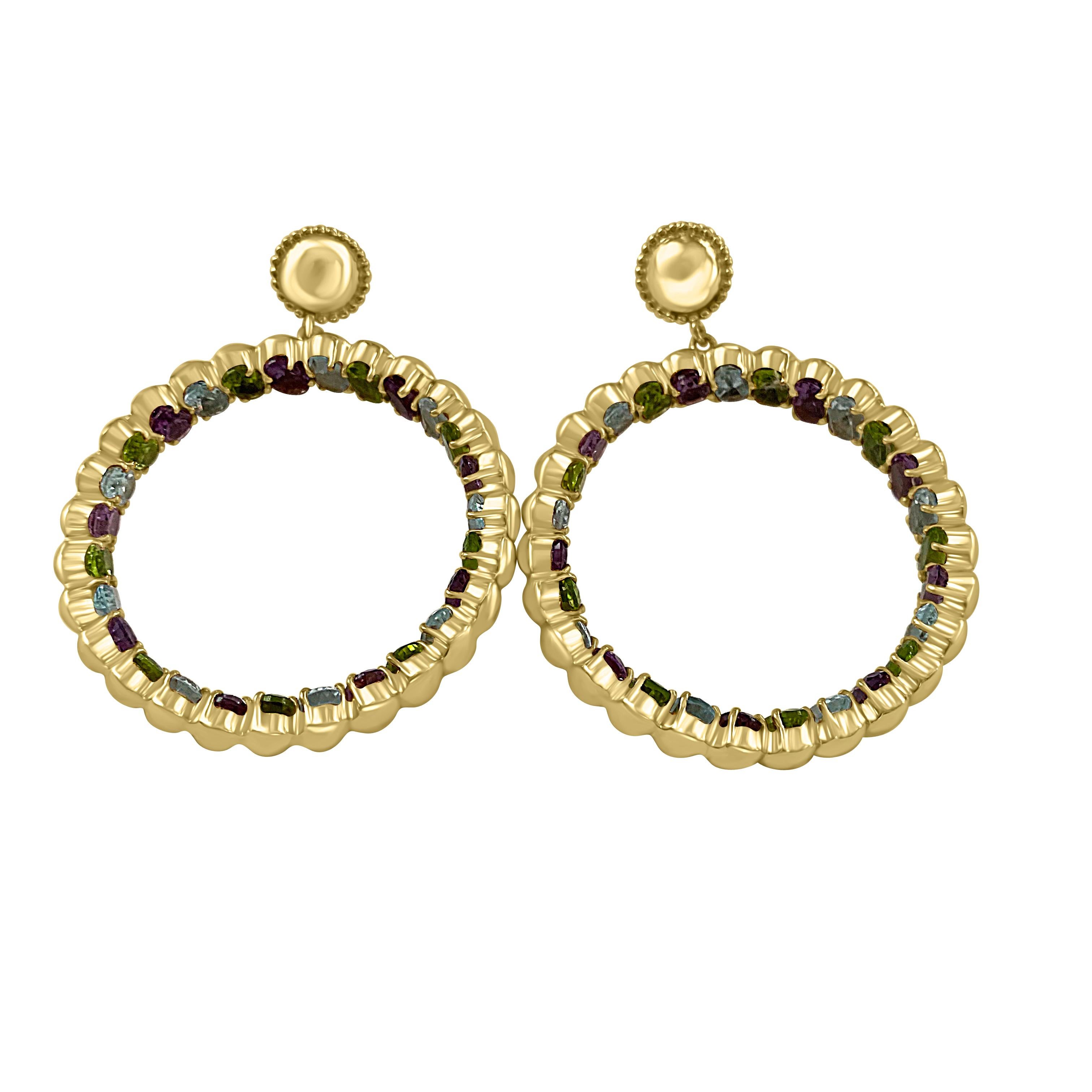 gold hoop earrings with gemstones