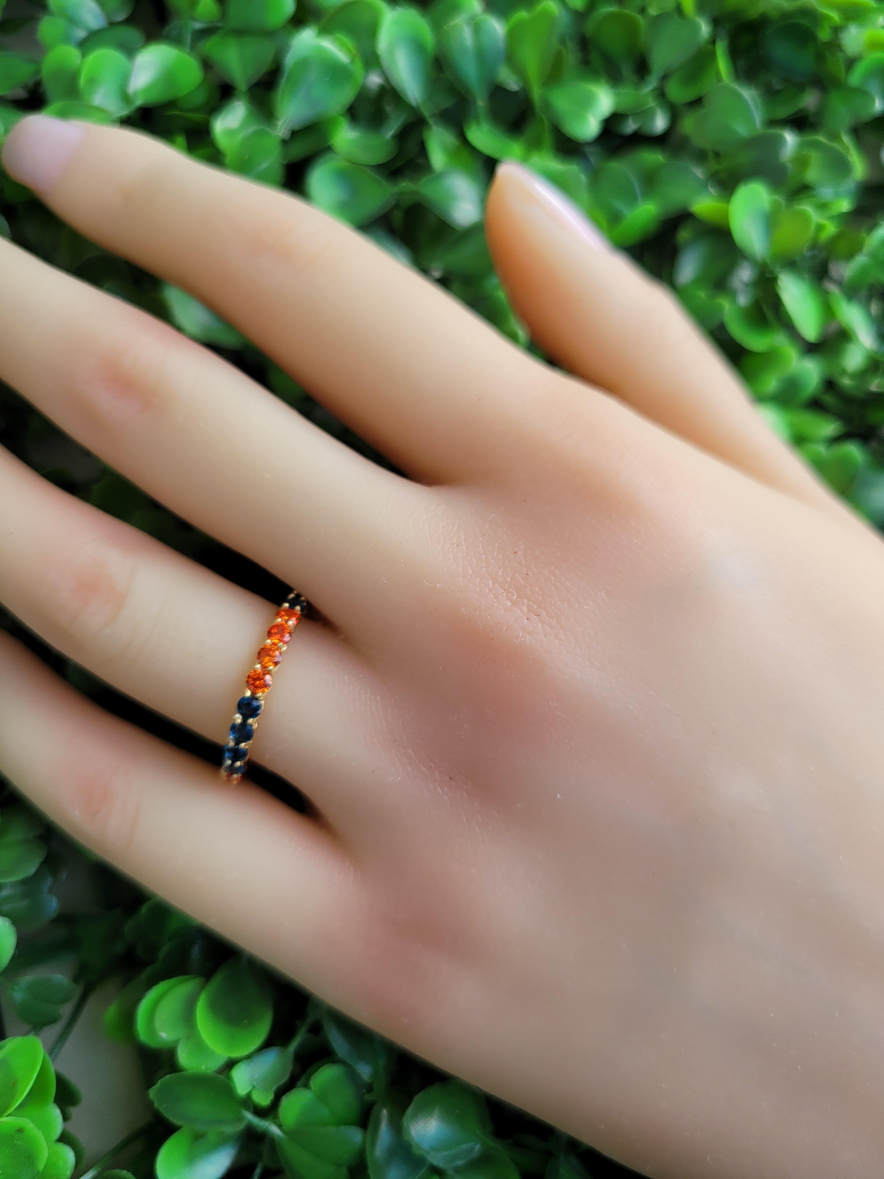 Multicolor gemstones eternity 14k gold ring band 10