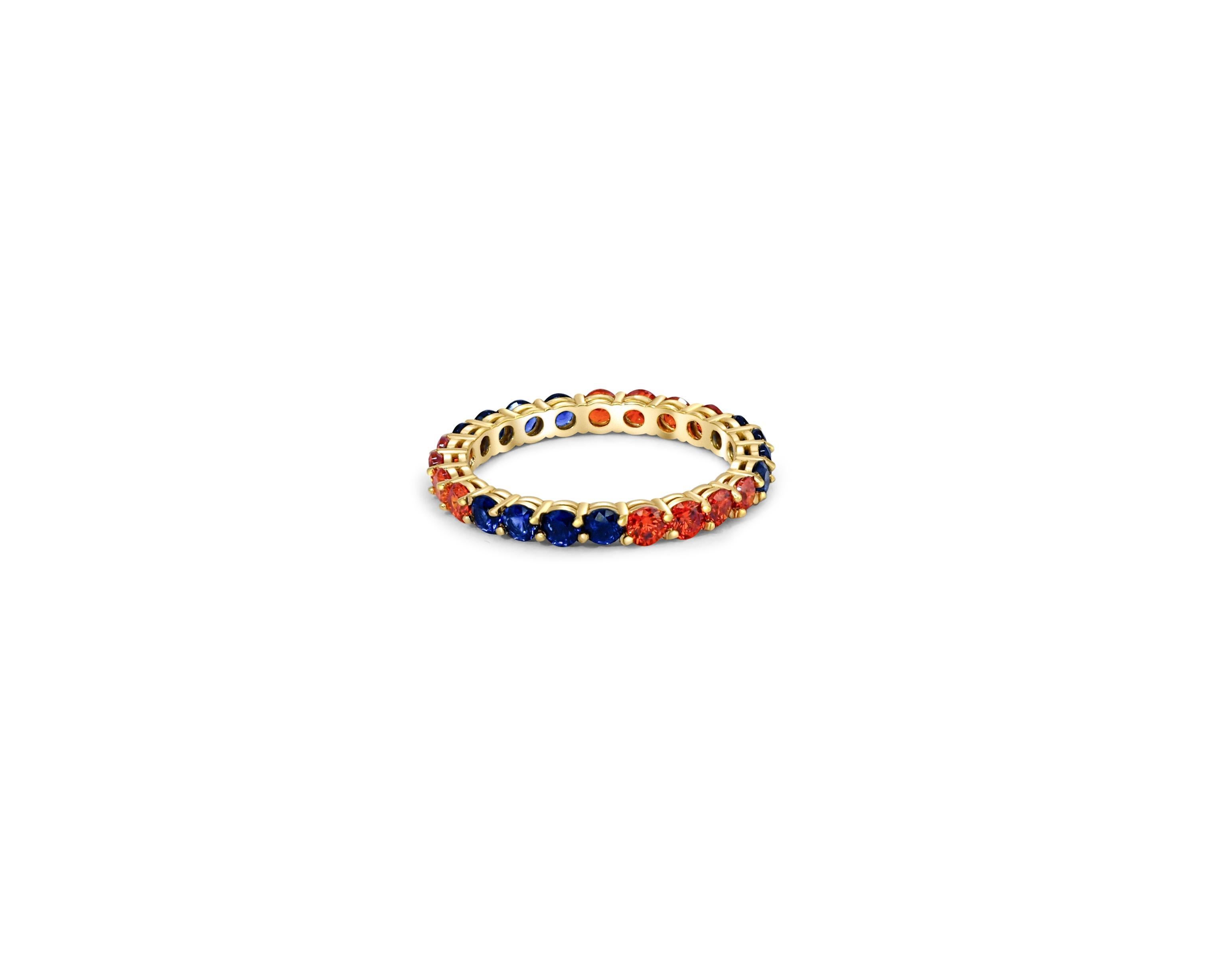 Multicolor gemstones eternity 14k gold ring band 2