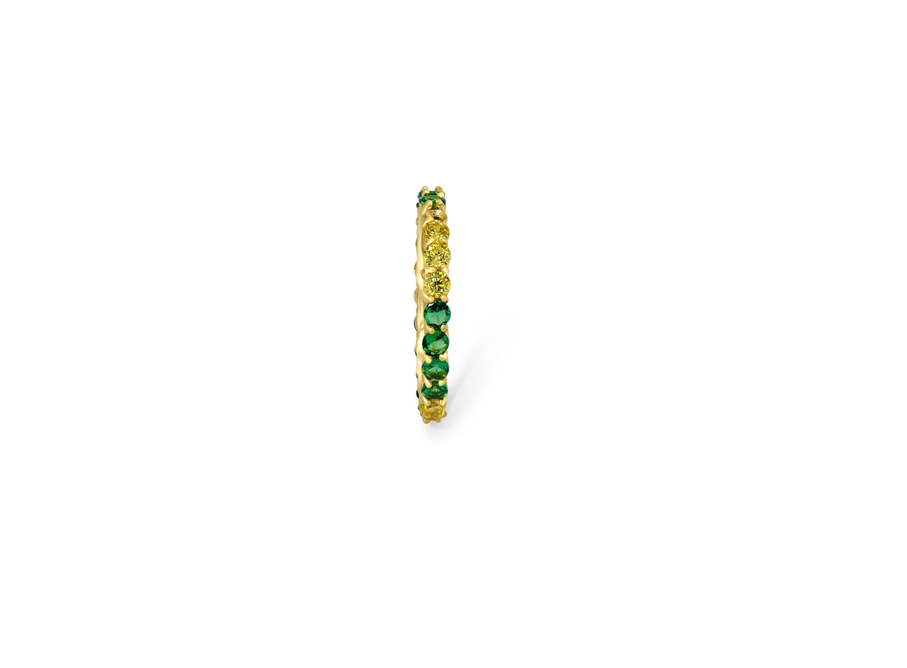 Multicolor gemstones eternity 14k gold ring band 2