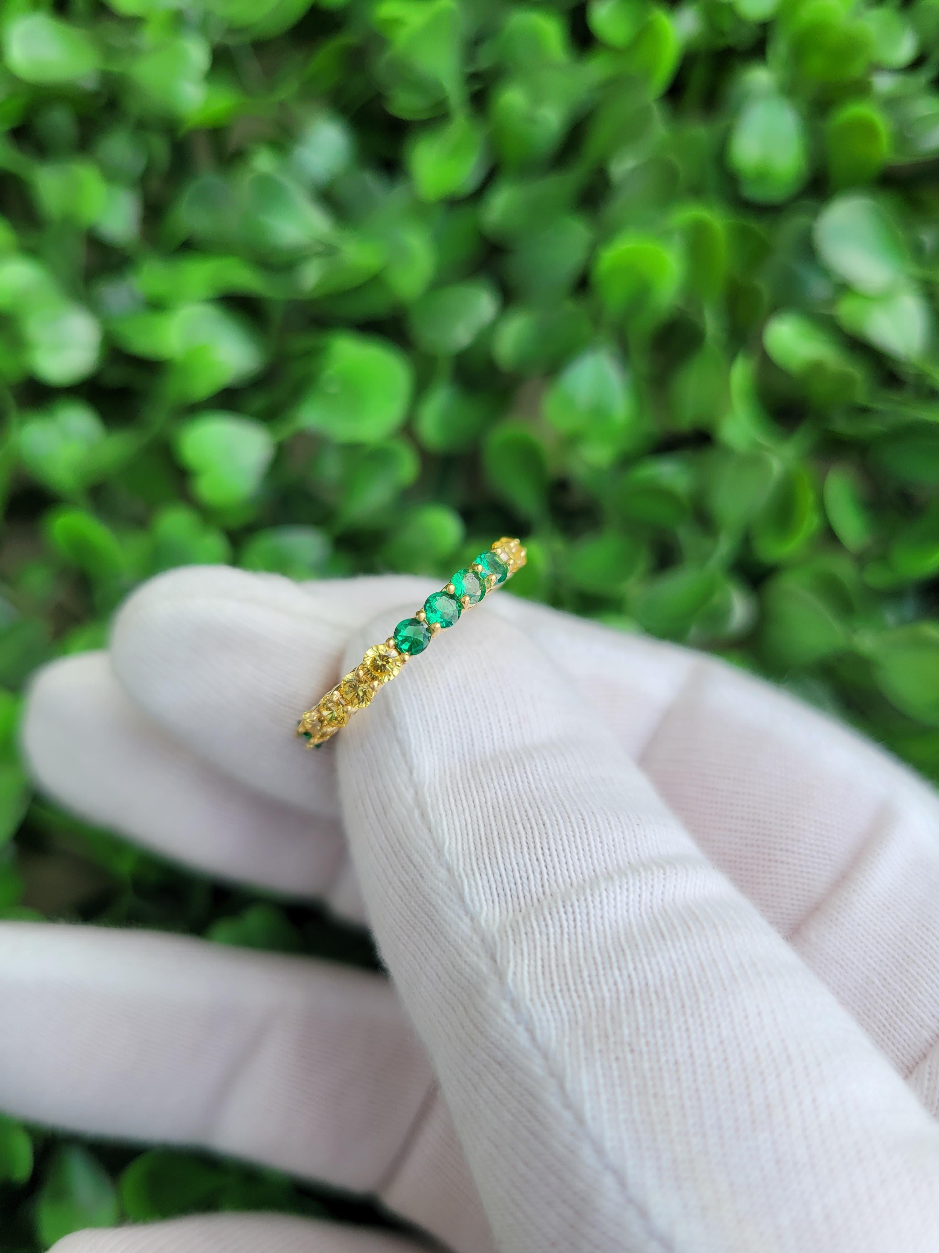 Multicolor gemstones eternity 14k gold ring band 3