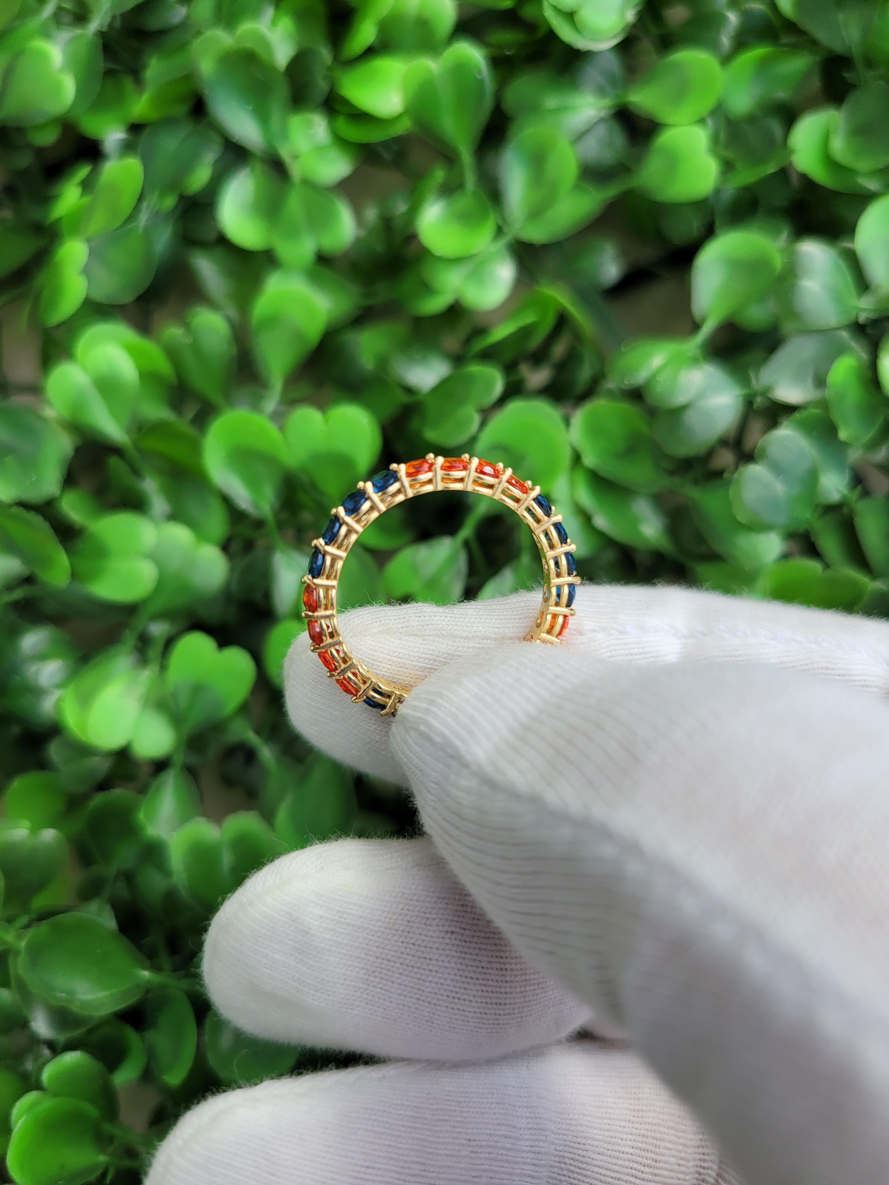Multicolor gemstones eternity 14k gold ring band 4