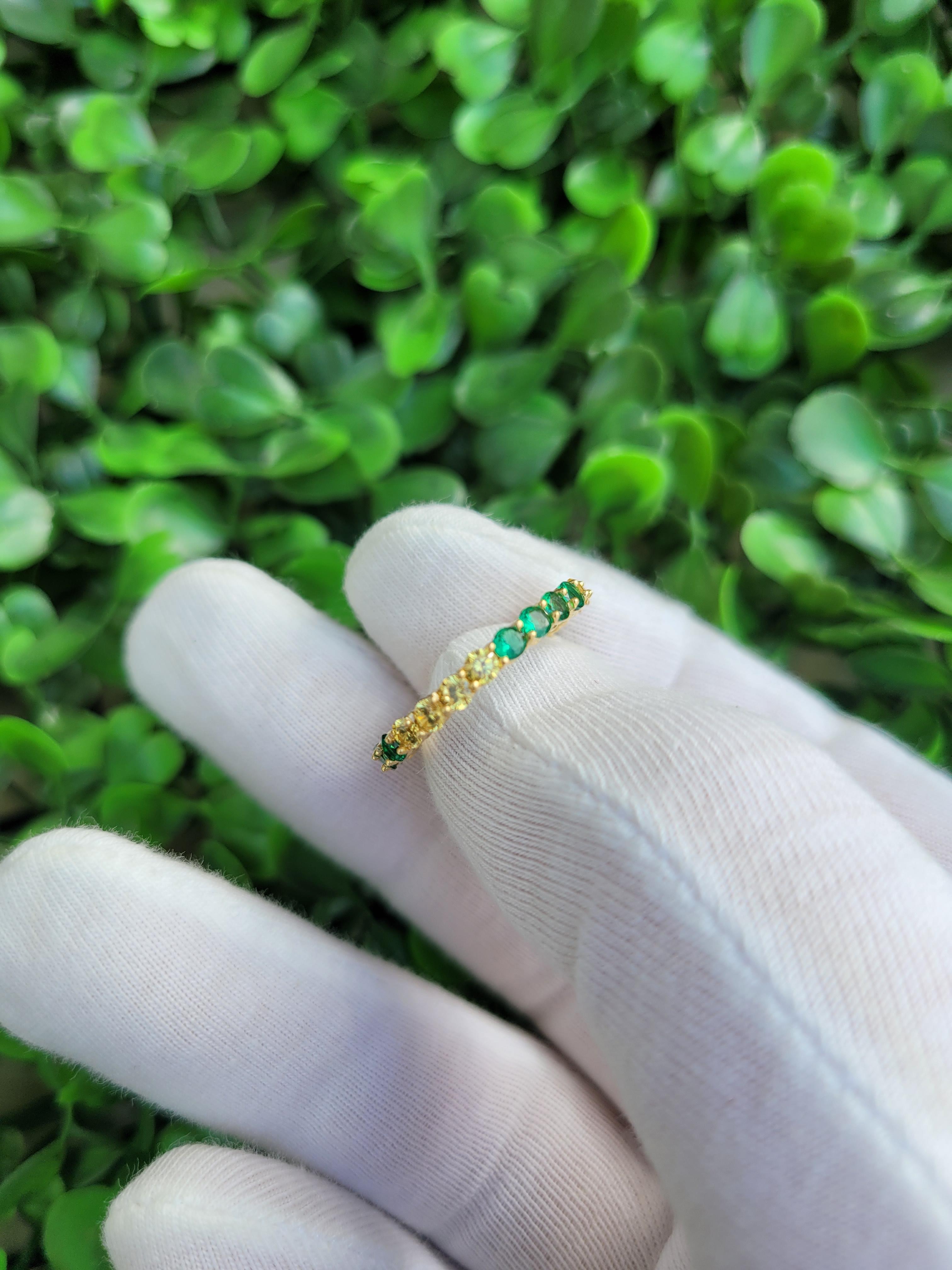 Multicolor gemstones eternity 14k gold ring band 4
