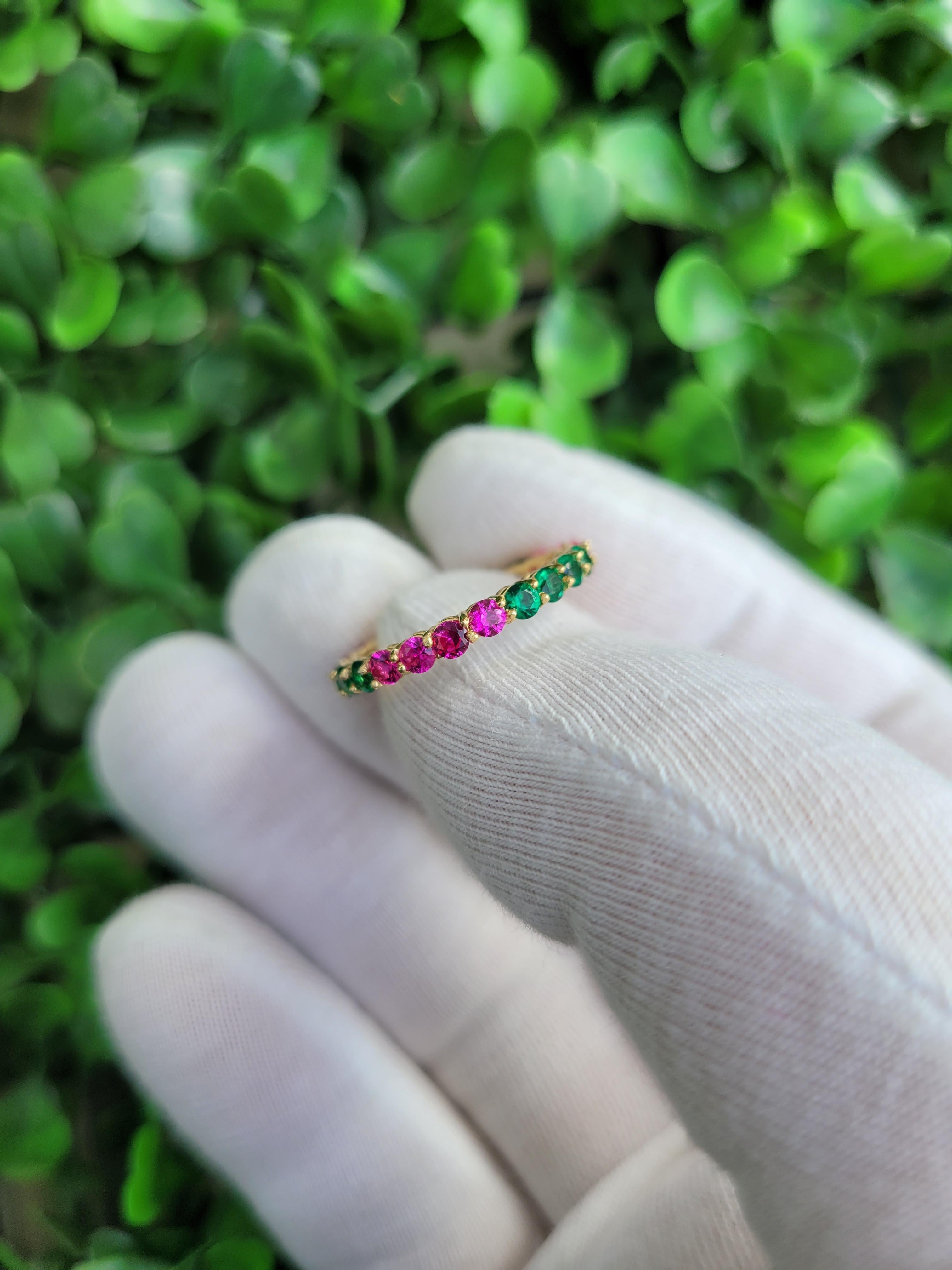 En venta: Anillo eternidad piedras preciosas multicolor oro 14k  4