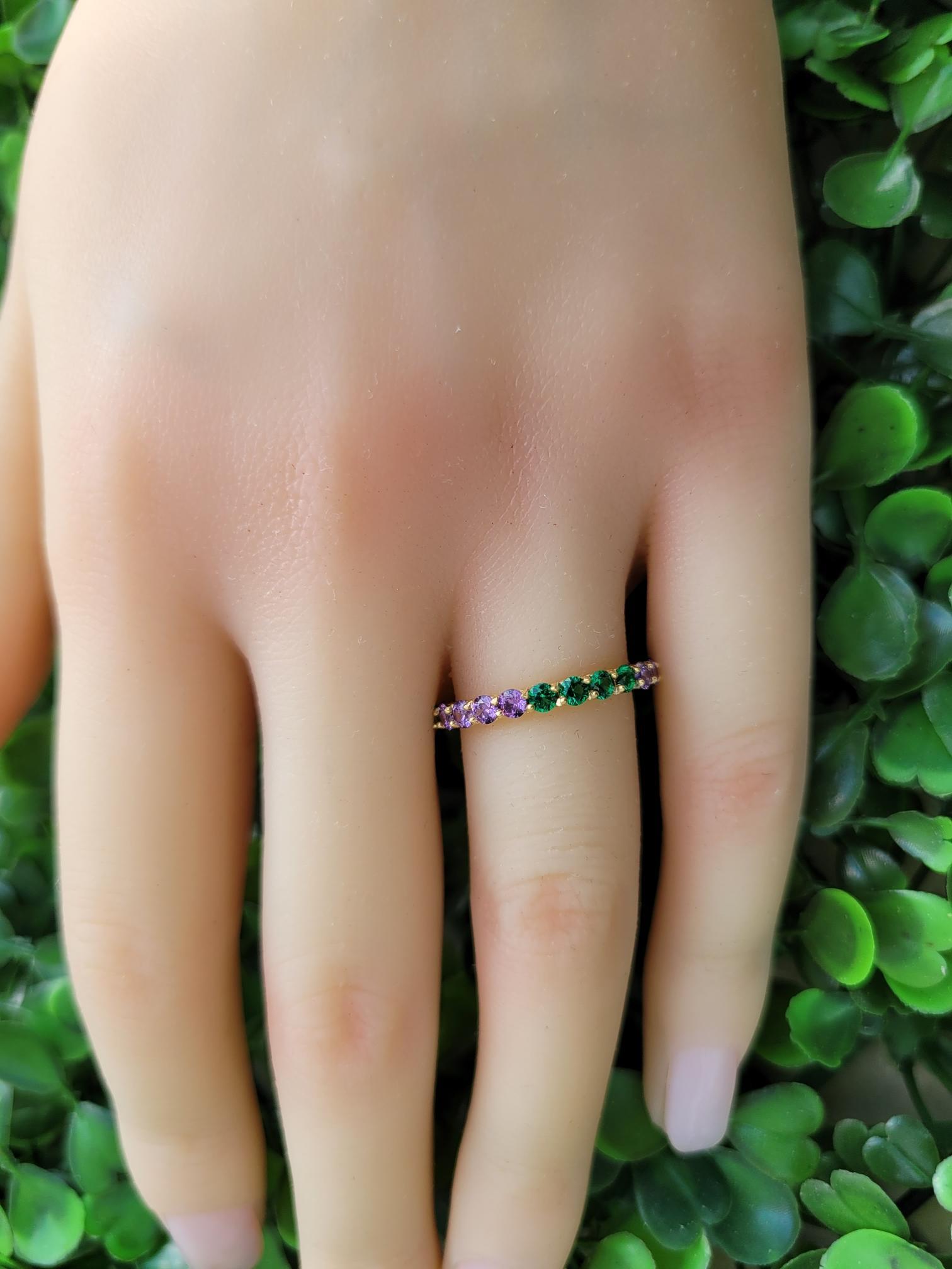 For Sale:  Multicolor gemstones eternity 14k gold ring band 4
