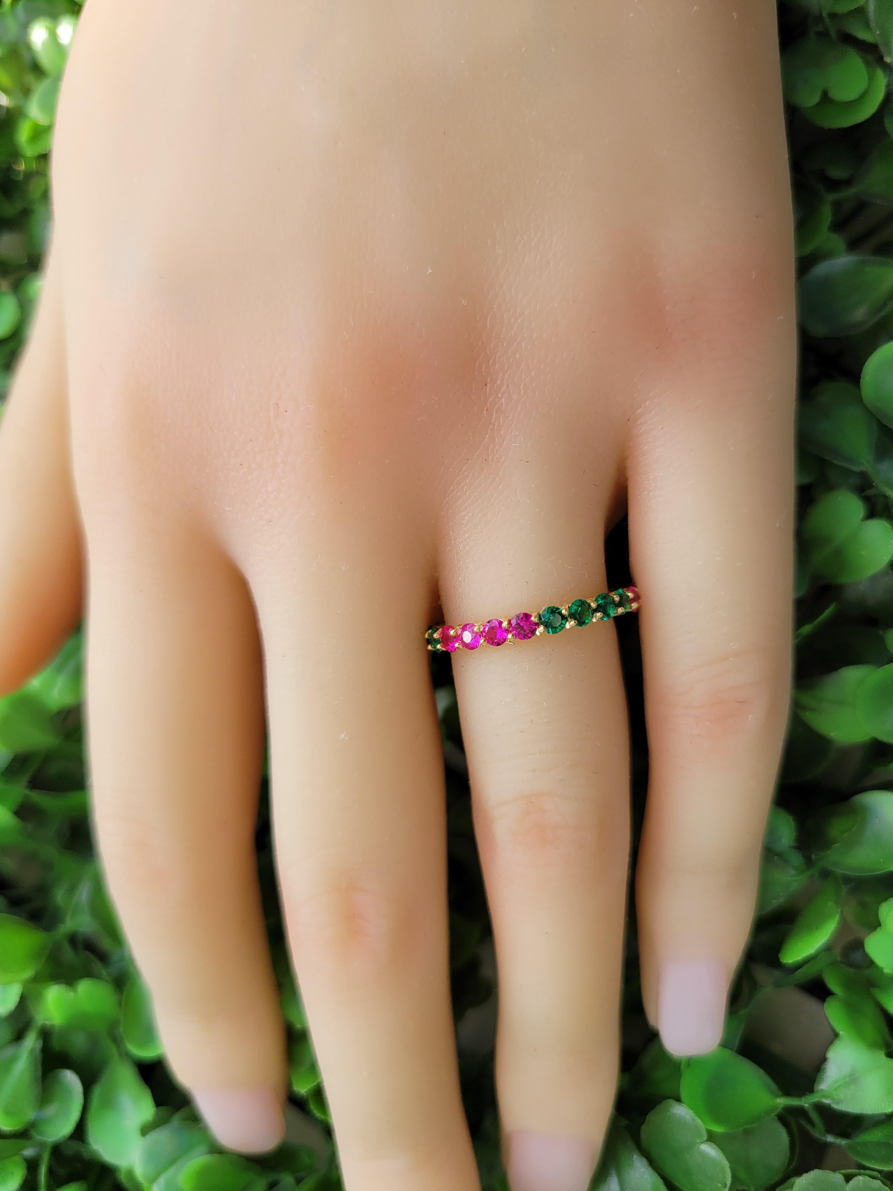 Multicolor gemstones eternity 14k gold ring band 5