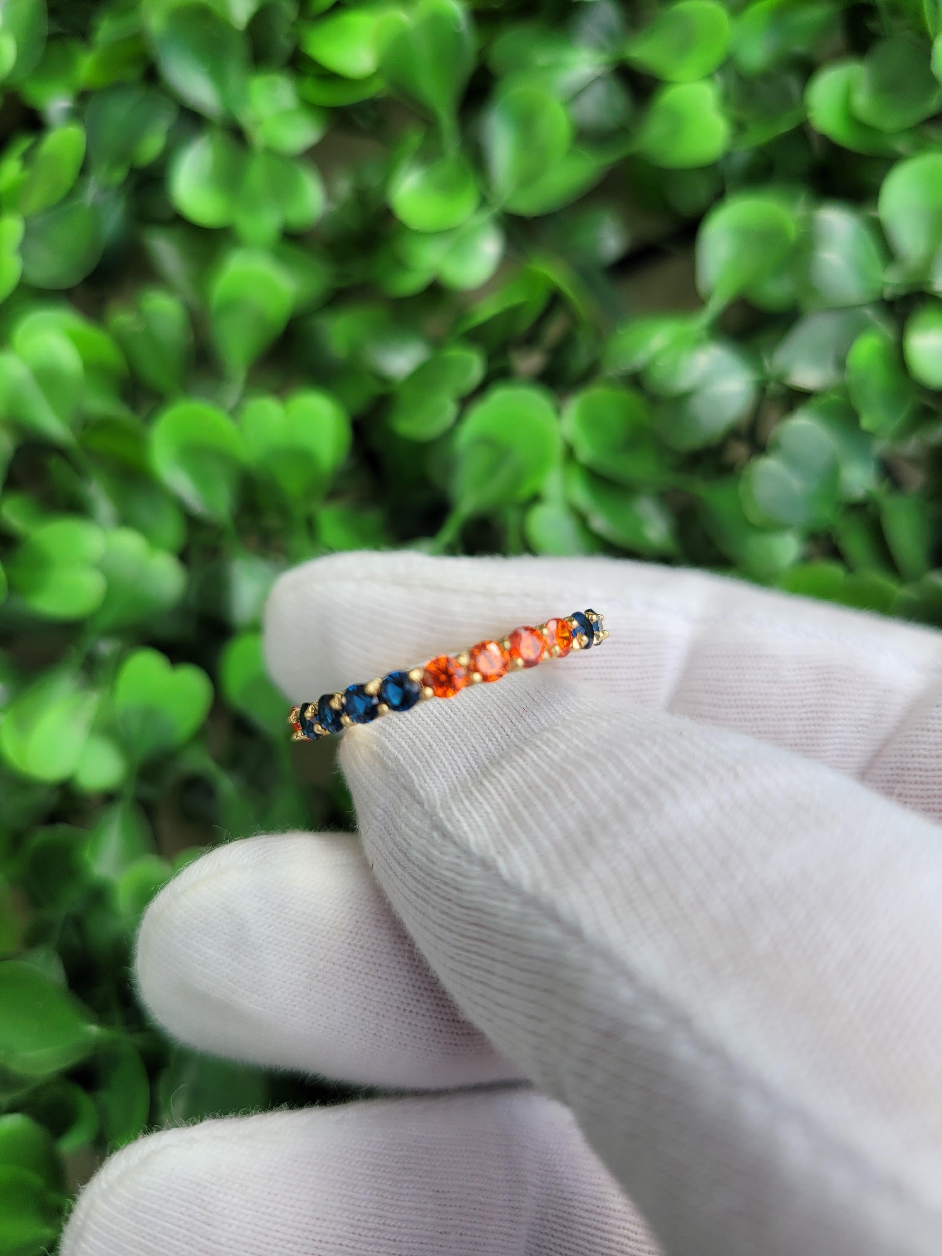 Multicolor gemstones eternity 14k gold ring band 5