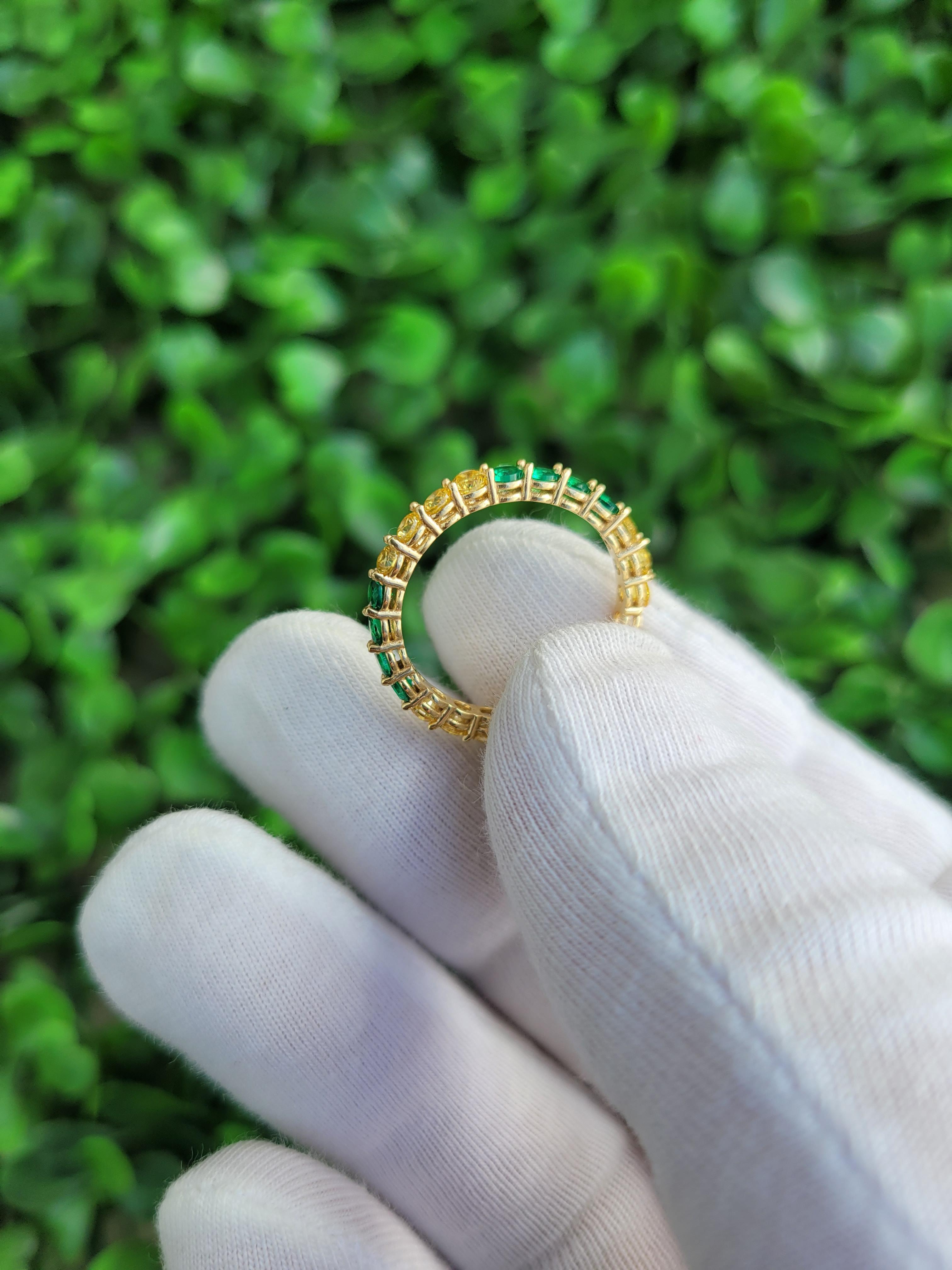 Multicolor gemstones eternity 14k gold ring band 5