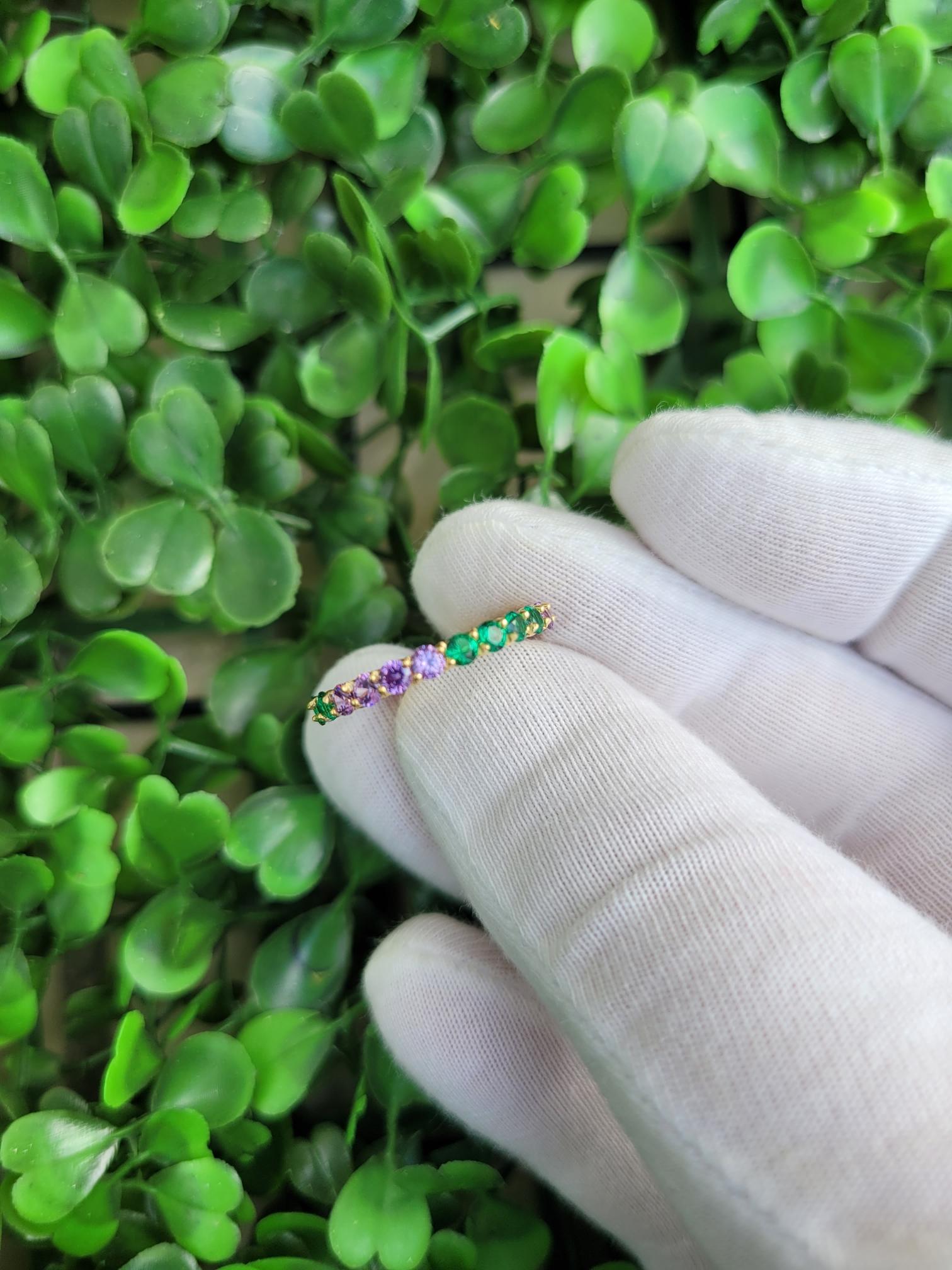For Sale:  Multicolor gemstones eternity 14k gold ring band 6