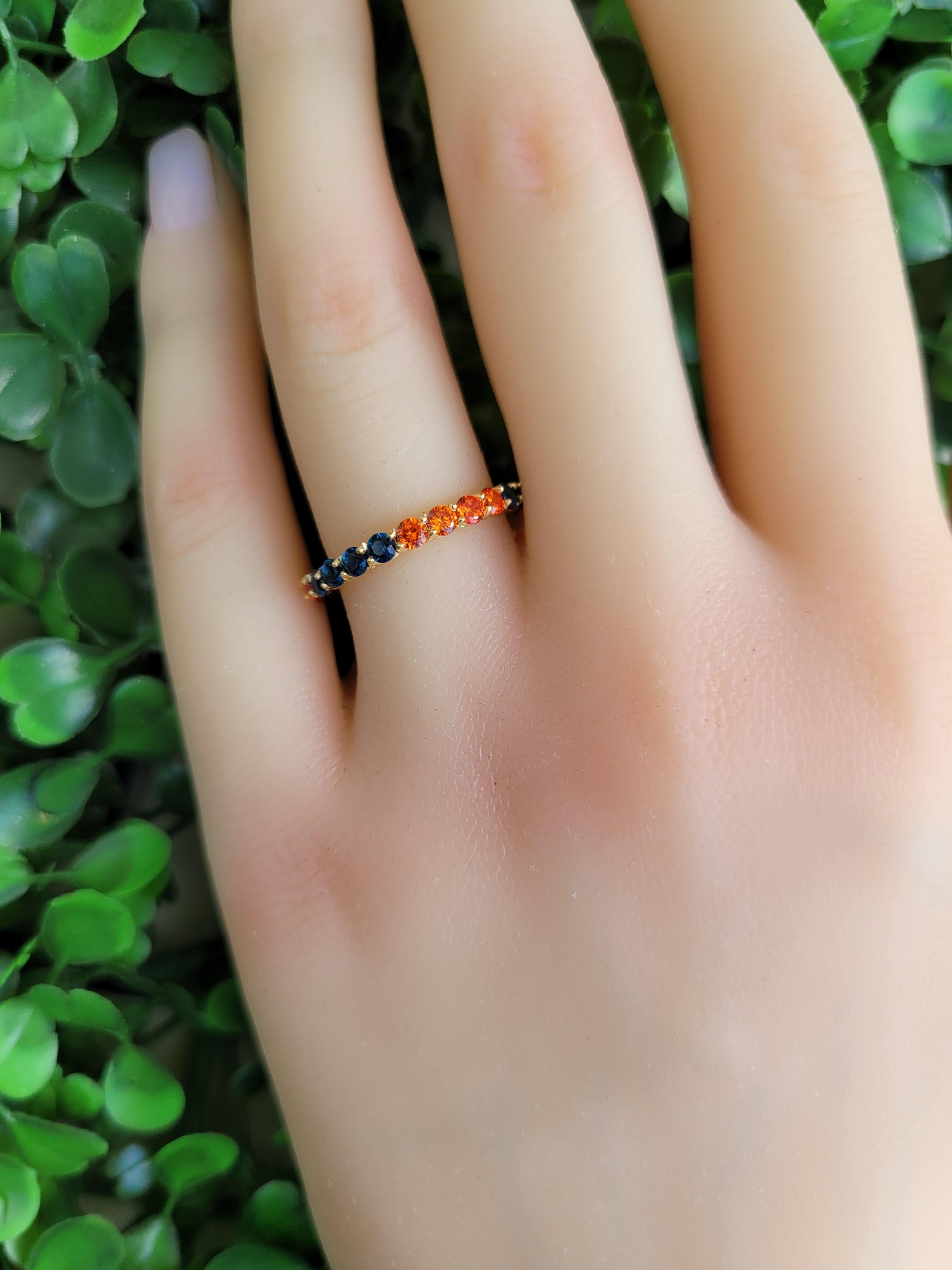 Multicolor gemstones eternity 14k gold ring band 8