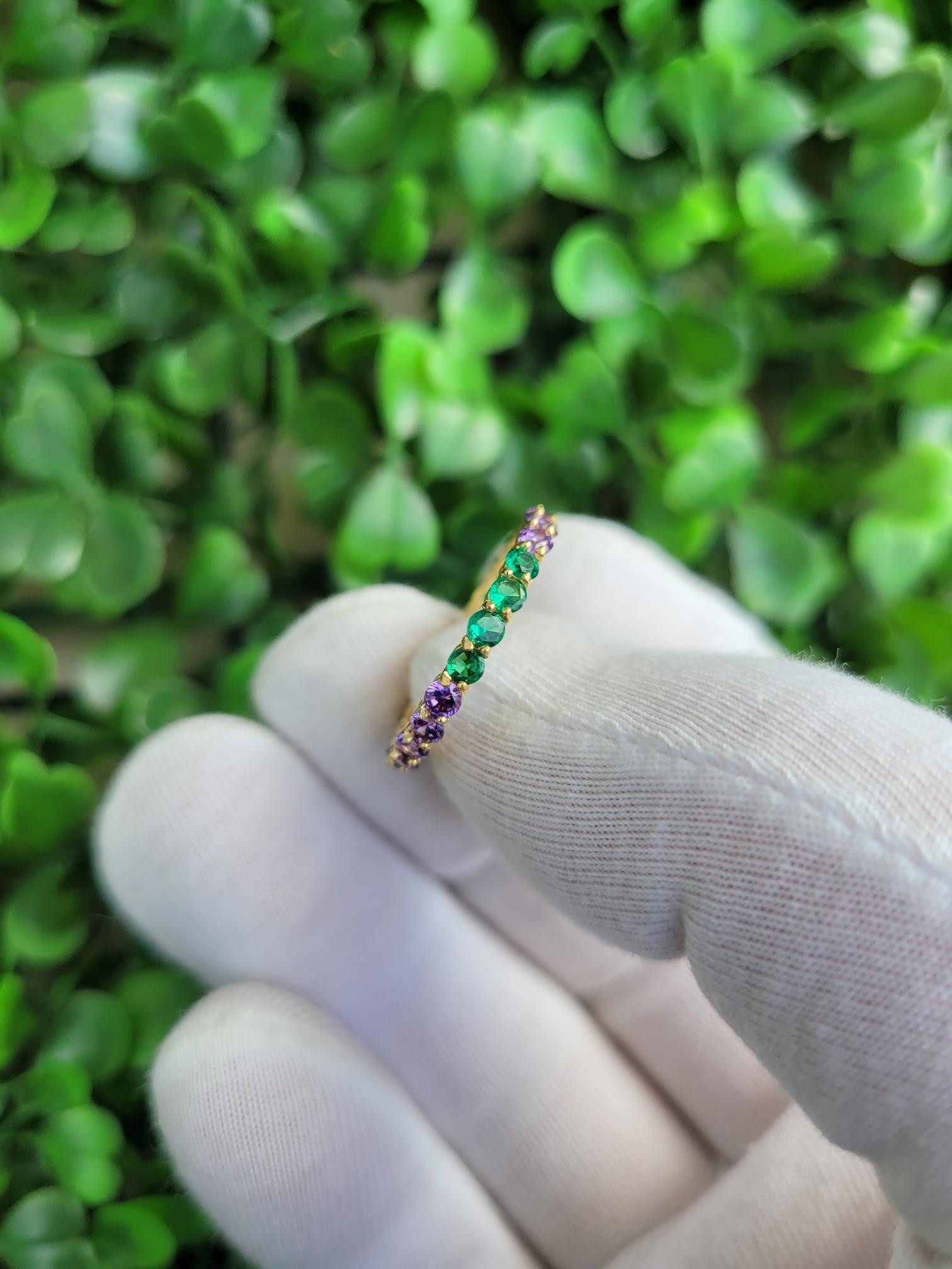 Bague d'éternité en or 14k avec pierres précieuses multicolores 8