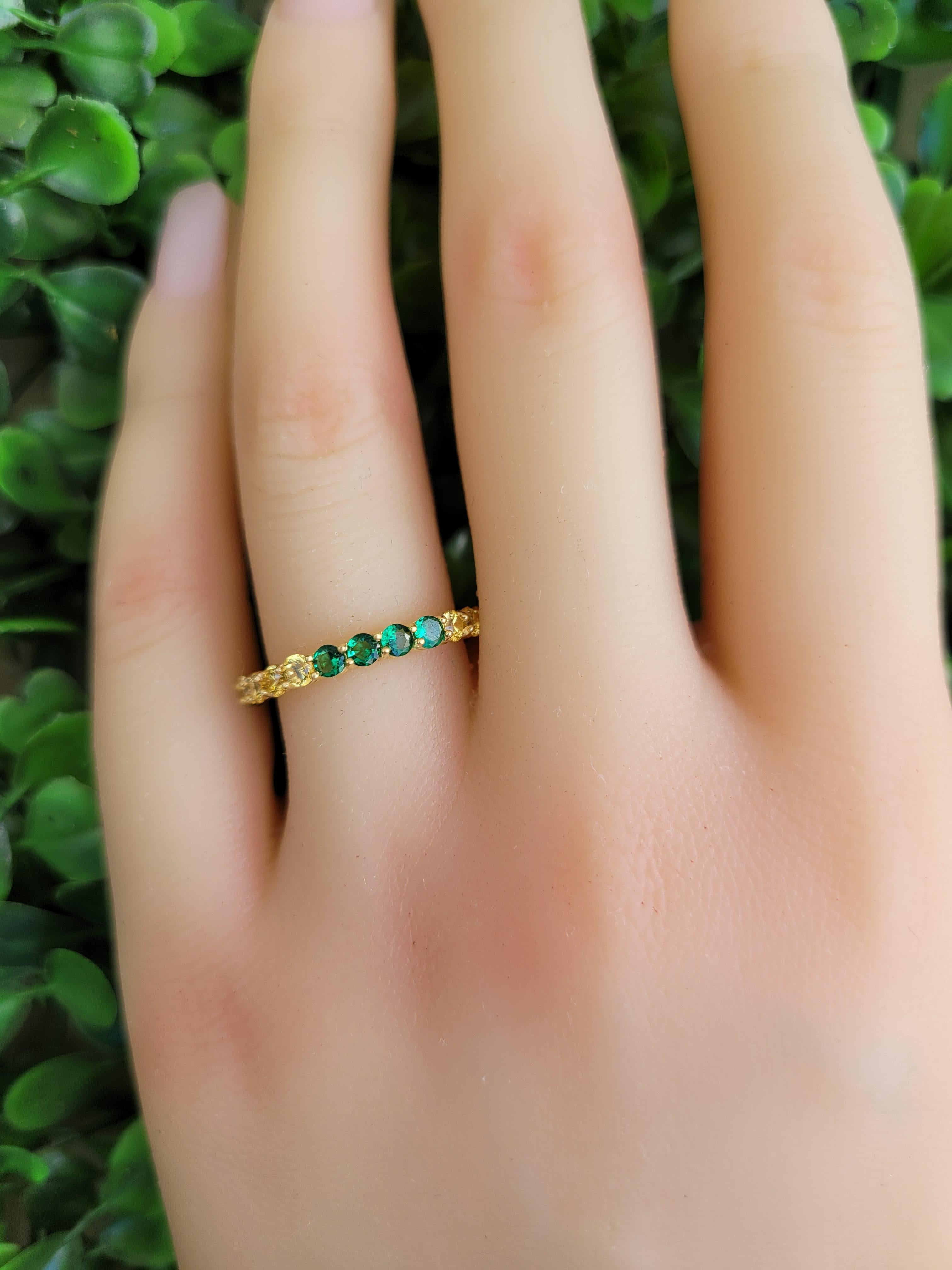 Multicolor gemstones eternity 14k gold ring band 9