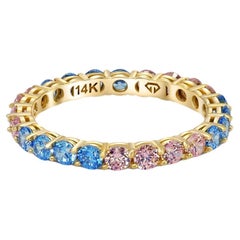 Anello eternità con pietre multicolori in oro 14k