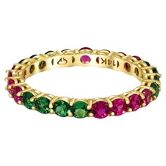 Anello eternità con pietre multicolori in oro 14k