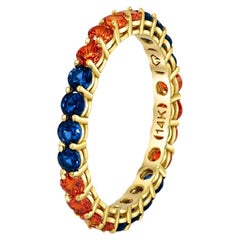 Multicolor gemstones eternity 14k gold ring band