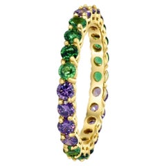 Multicolor gemstones eternity 14k gold ring band