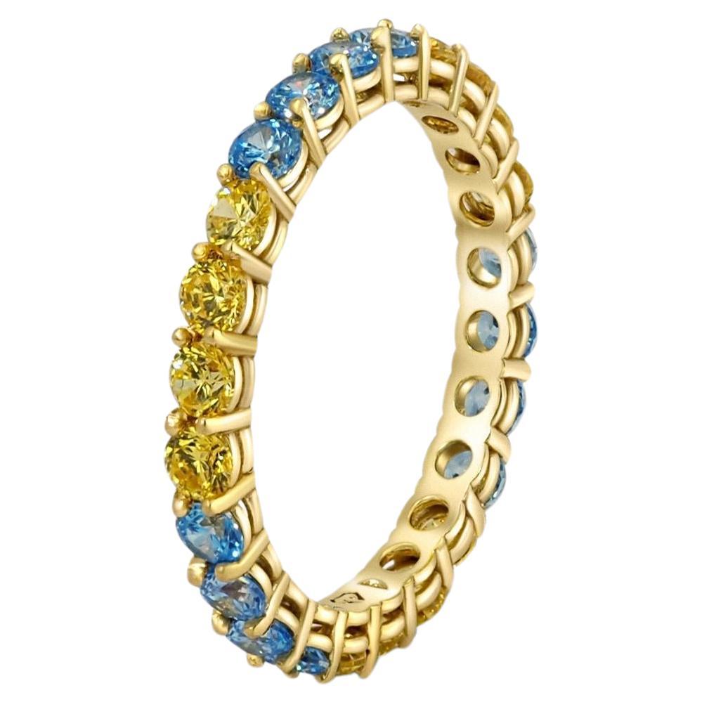 Multicolor gemstones eternity 14k gold ring band