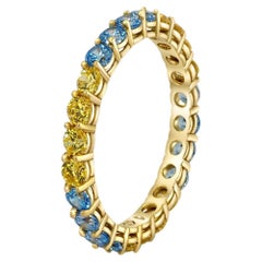 Multicolor gemstones eternity 14k gold ring band