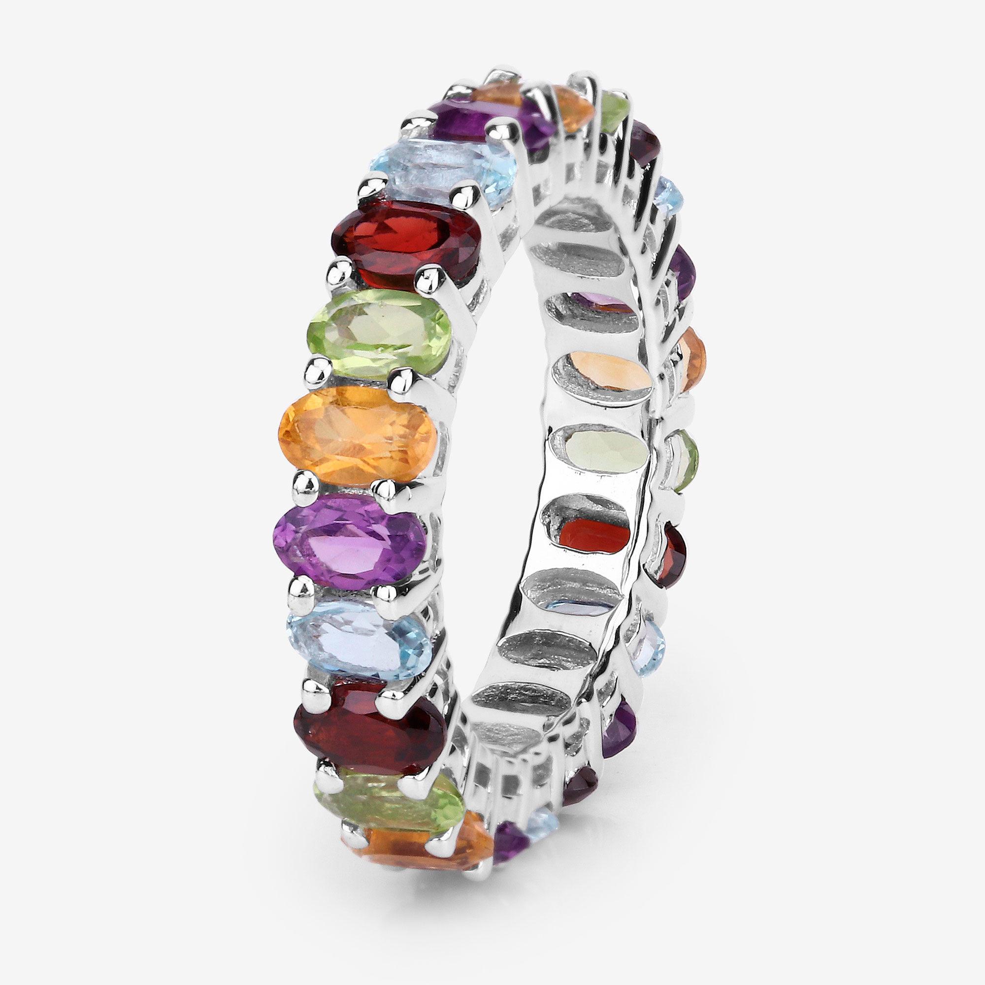 Multicolor Gemstones Eternity Band Ring 5.1 Carats In Excellent Condition For Sale In Aliso Viejo, CA